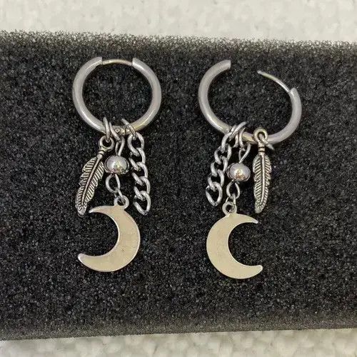 Other 925 Silver Plated Moon Dangle Drop Earrings for Men Women Size ONE SIZE - 2 Thumbnail