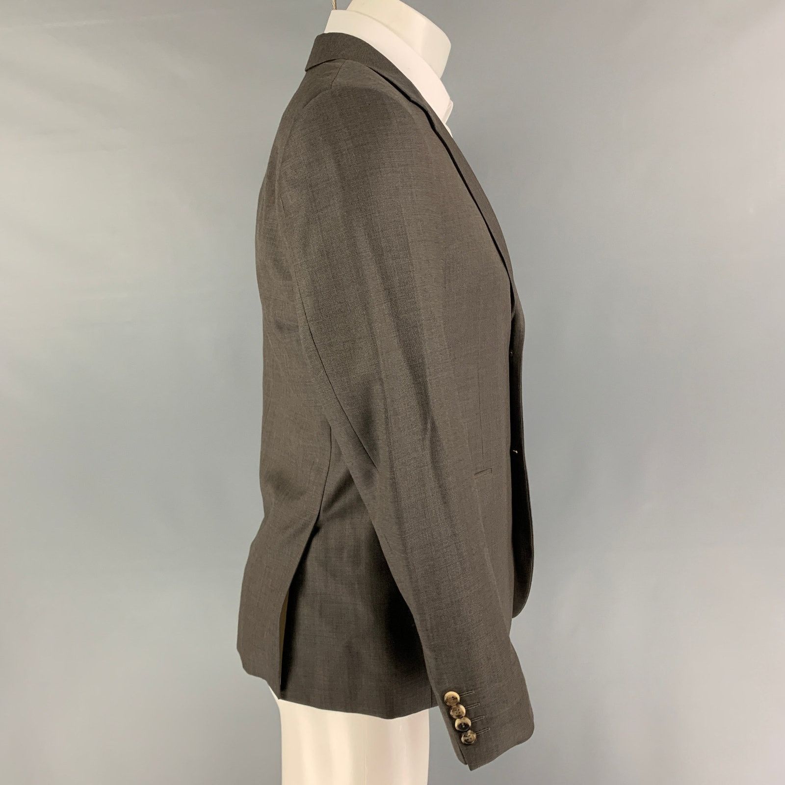 Calvin Klein Size 36 Grey Wool Notch Lapel Sport Coat Size 36R - 2 Thumbnail