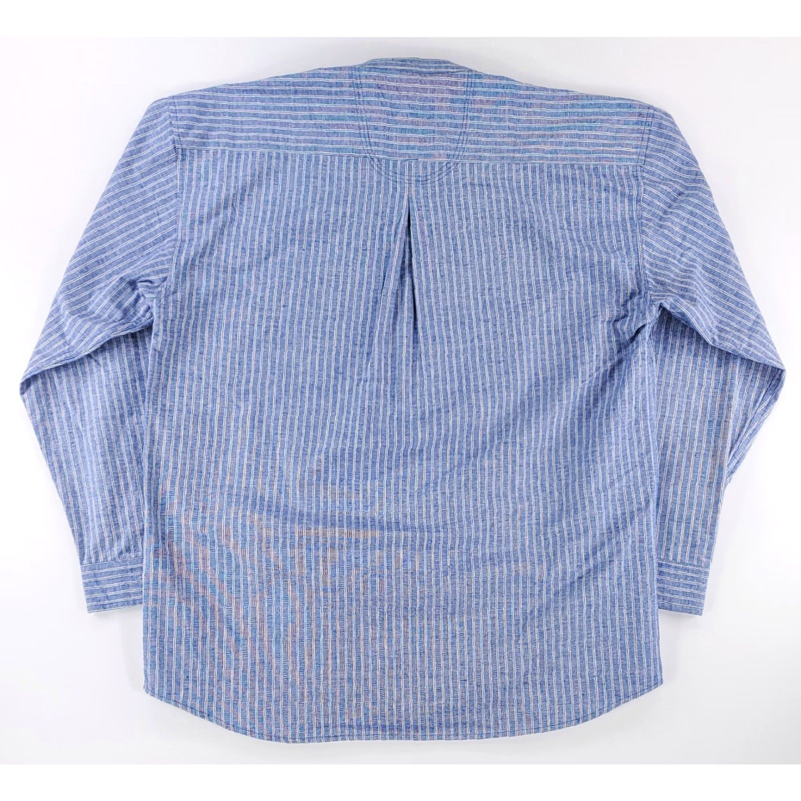 Lee Lee Valley Button Up Shirt Banded Collar Blue Striped Made Ireland Mens XXL Shirt Long Sleeve Men 2XL Size US XXL / EU 58 / 5 - 4 Thumbnail