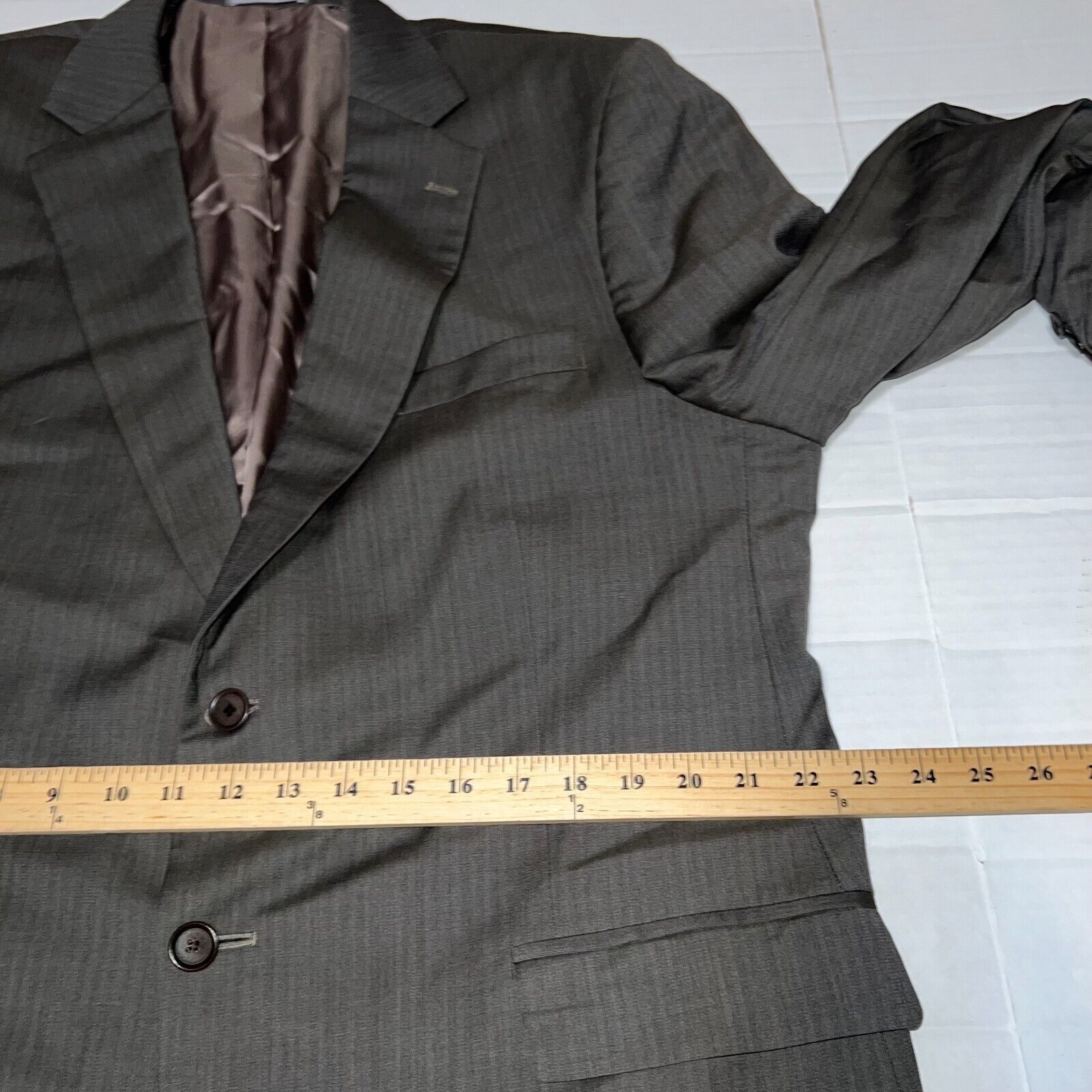 Oscar De La Renta Men’s Oscar De La Renta Grey Striped Blazer 46R W41 Wool 2B Size 46R - 9 Thumbnail