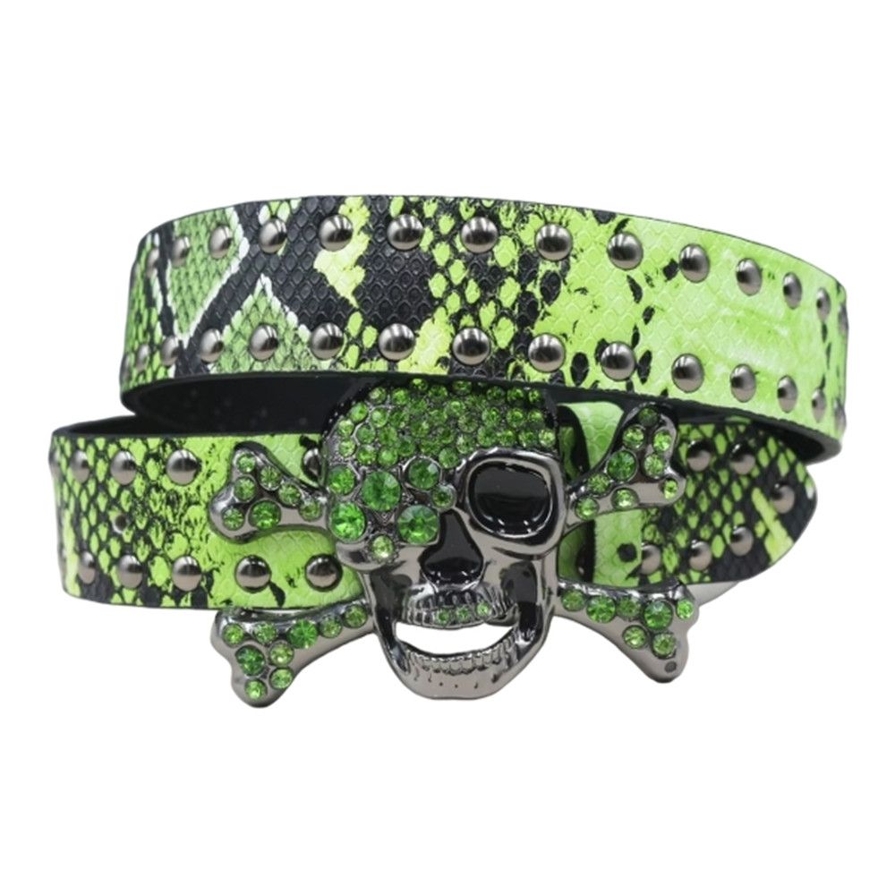 Japanese Brand Snakeskin Rhinestone Skull Belt Size ONE SIZE - 1 Thumbnail