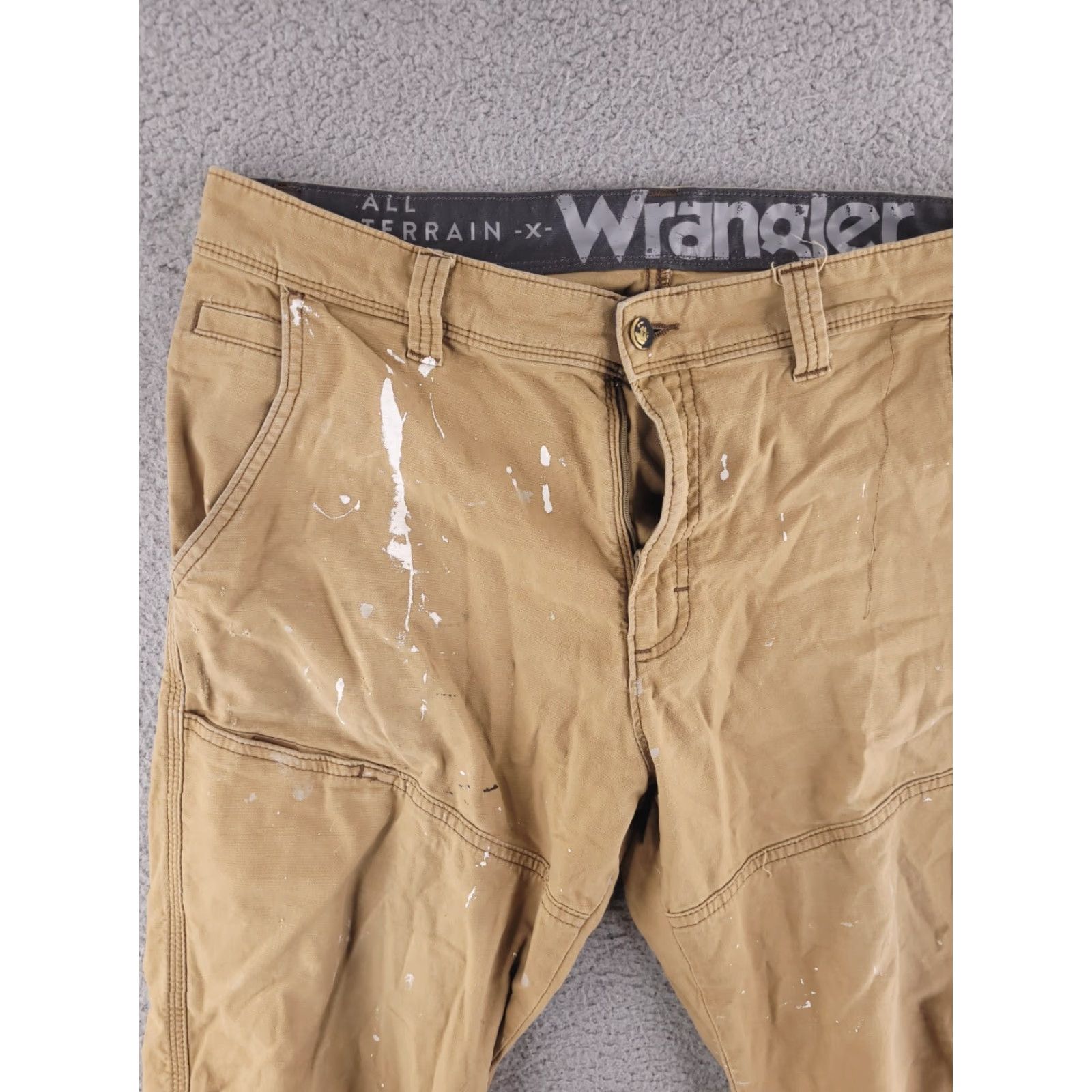 Wrangler Wrangler Pants Mens 34x29 Brown Straight Distressed Grunge Paint Stained Size US 34 / EU 50 - 3 Thumbnail