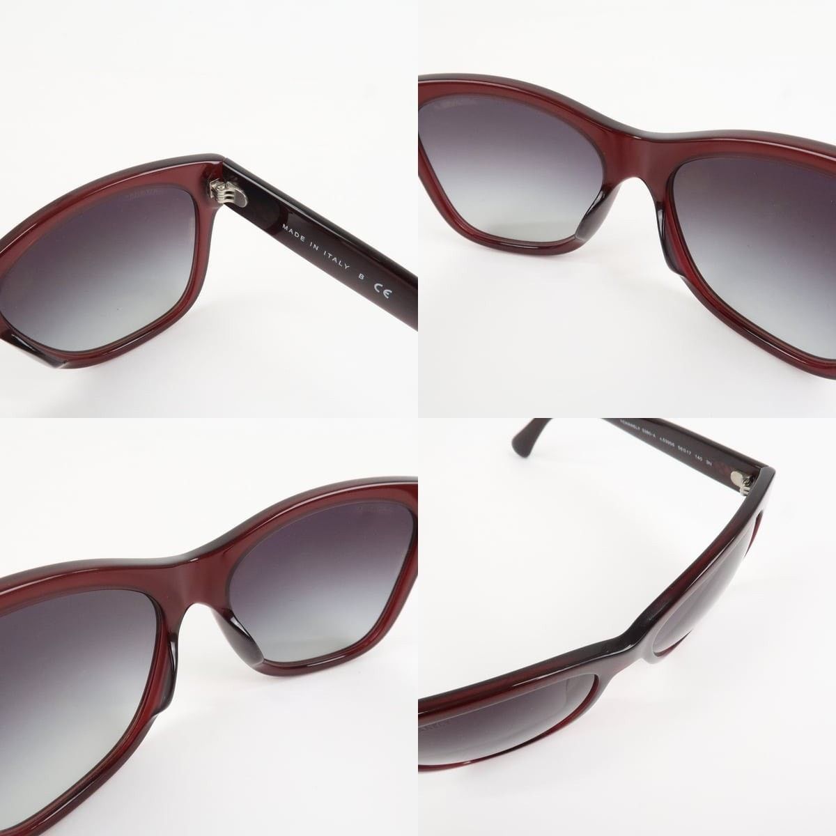 Chanel Chanel Side CC Logo Sunglasses Plastic Burgundy Size ONE SIZE - 4 Thumbnail