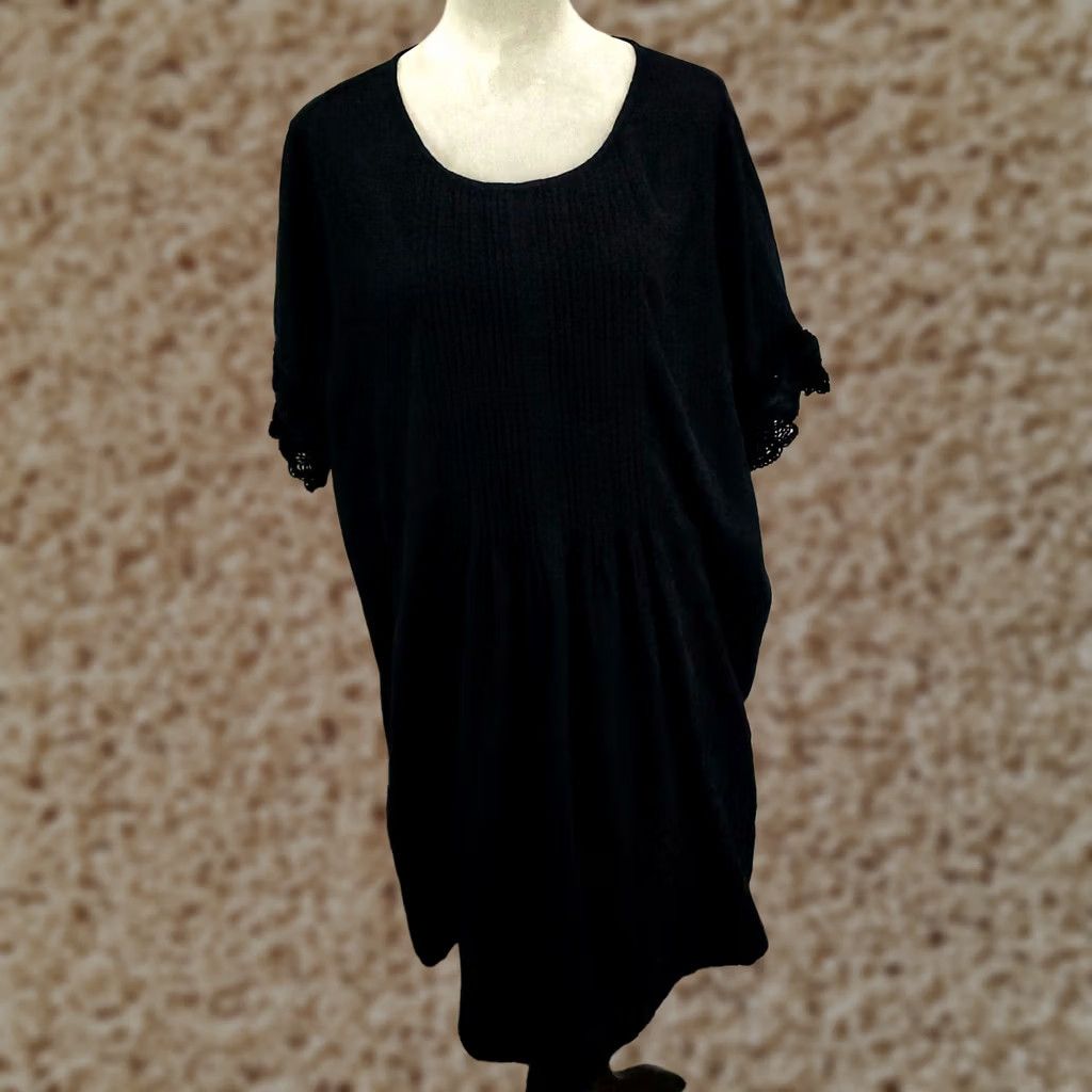 Old Navy Old Navy Dress Womens XXL Black Pleated Short Sleeve 2XL Knee Length Back Size 40" / US 18 - 1 Thumbnail