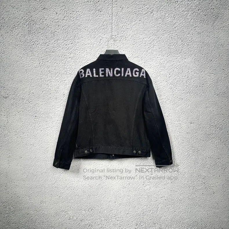 Balenciaga Balenciaga Black Back Diamond Logo Letter Denim Jacket Size XS / US 0-2 / IT 36-38 - 2 Thumbnail