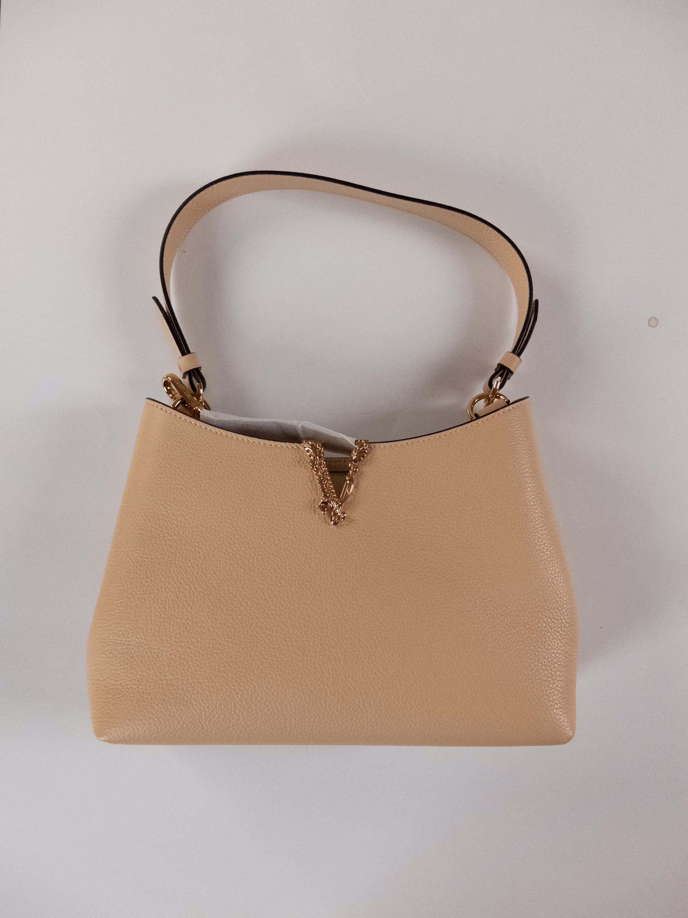 Versace VERSACE Virtus beige barocco V plaque leather shoulder bag Size ONE SIZE - 2 Thumbnail
