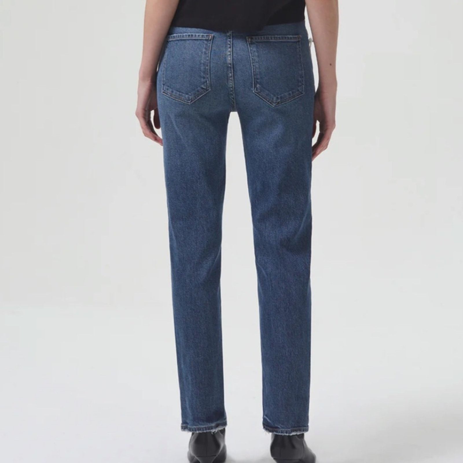 Agolde Agolde Riley Long High Rise Straight in Medium Wash Blue Size 26" / US 2 / IT 38 - 3 Thumbnail