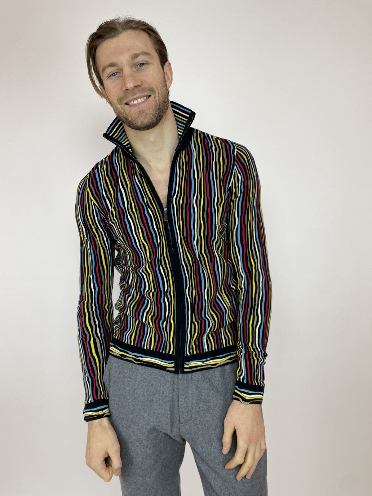 Carlo Colucci × Japanese Brand × Vintage CARLO COLUCCI Striped Multicolour Cardigan sweater coogi Size US M / EU 48-50 / 2 - 2 Thumbnail