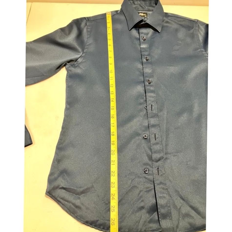 Vintage Smith Mills Long Sleeve Dress Shirt Navy Blue Mens XS Size 34R - 7 Thumbnail