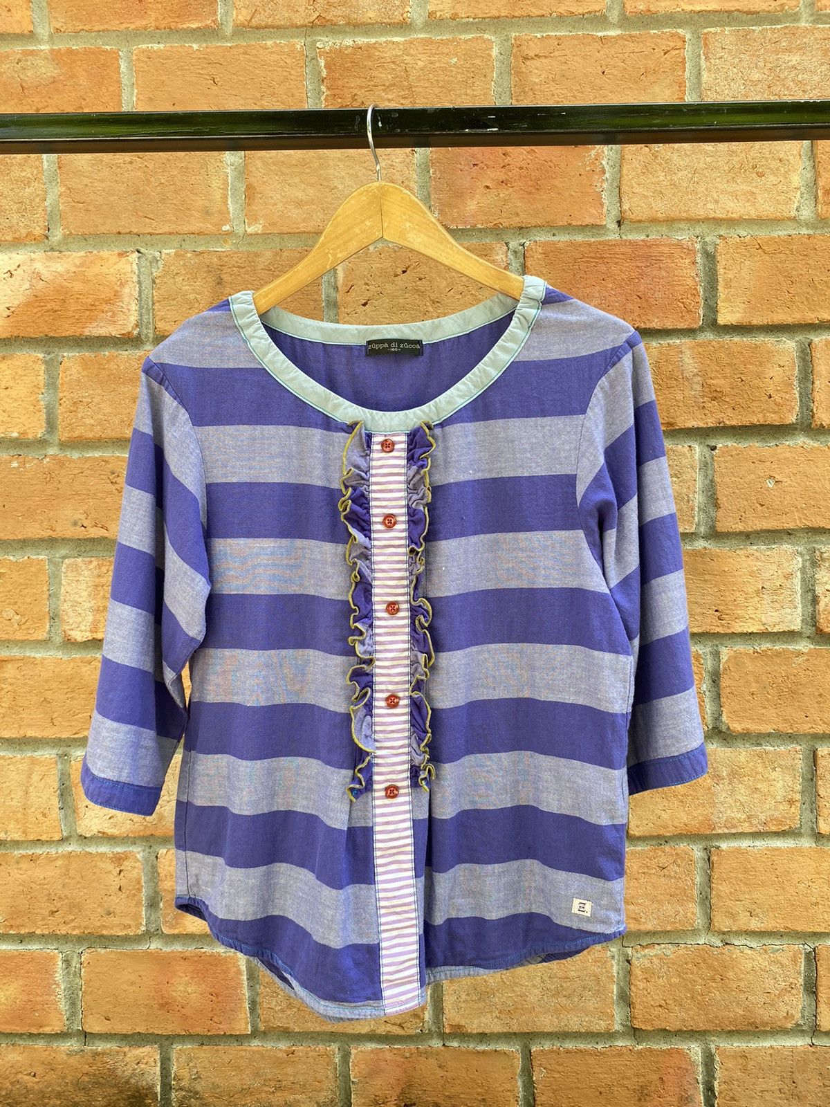 Zucca Zucca stripped ruffle purple blouse Size M / US 6-8 / IT 42-44 - 1 Thumbnail