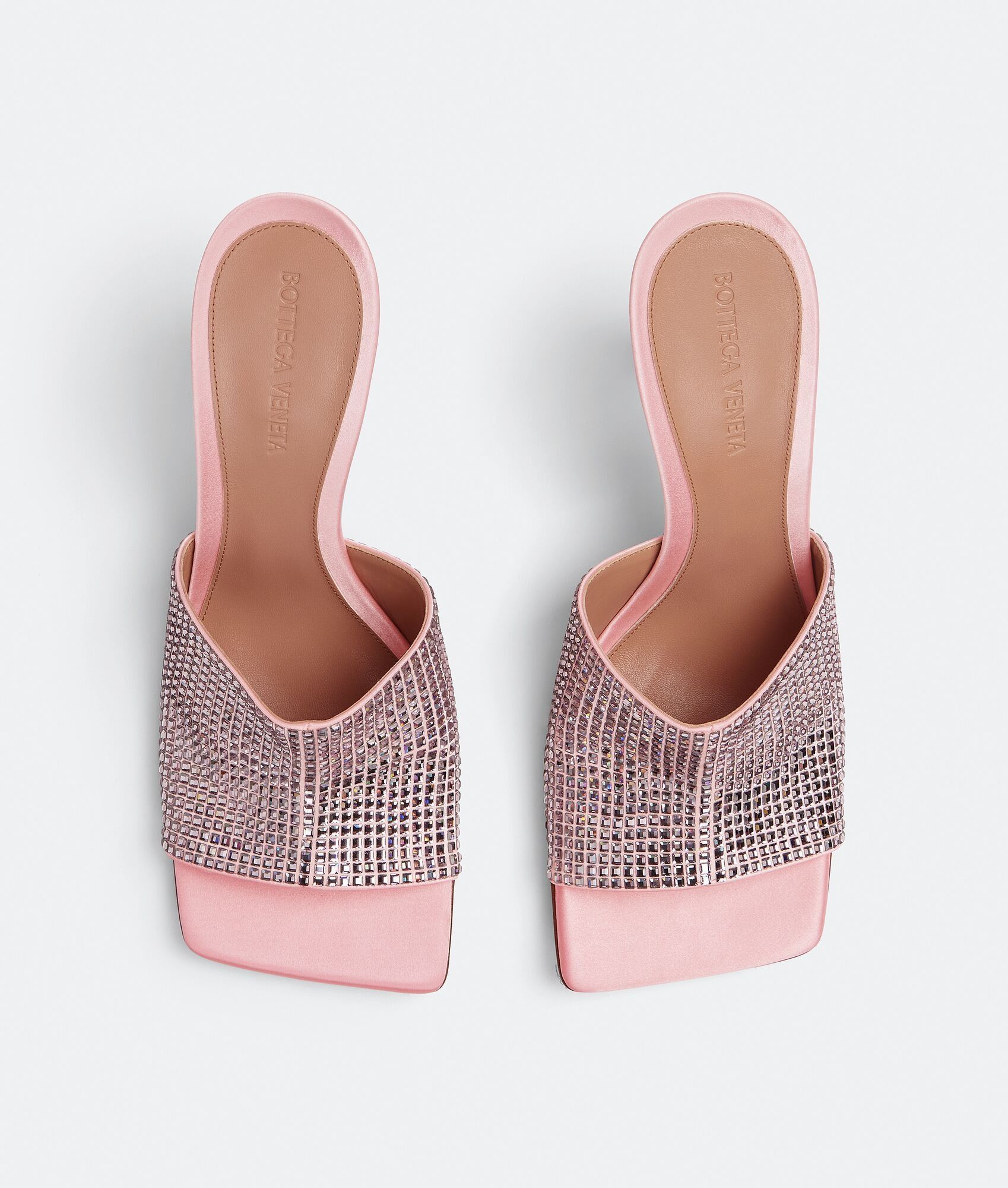 Bottega Veneta o1n1vont1024 Stretch Crystal-Embellished Sandals in Camellia Size US 11 / IT 41 - 4 Thumbnail