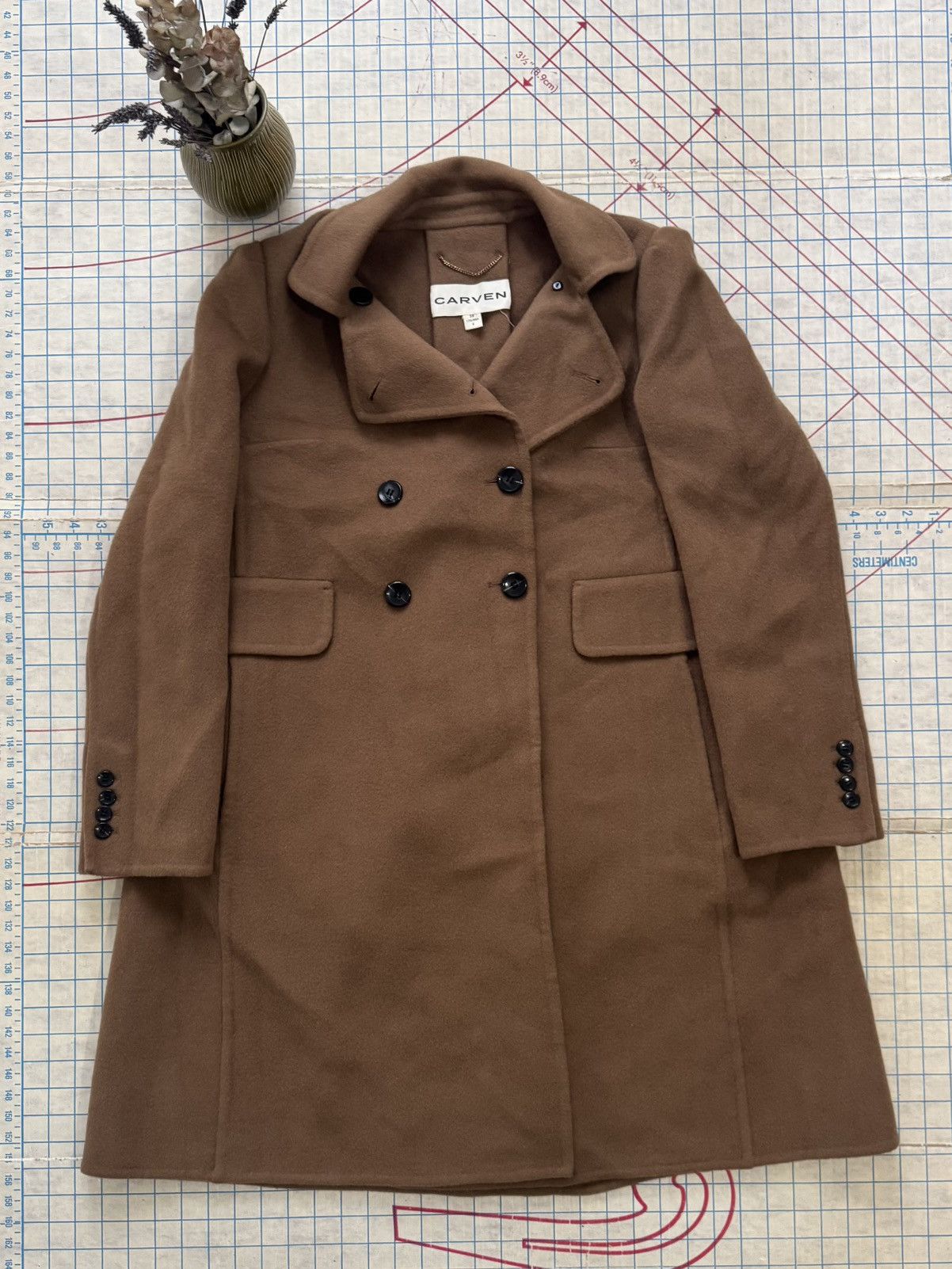 Carven × Designer Carven Women’s Wool Long Coat Brown Size 38 Size S / US 4 / IT 40 - 1 Thumbnail