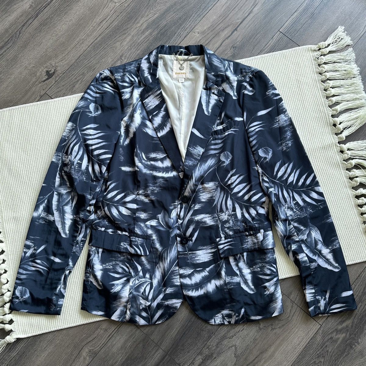 Diesel DIESEL Floral Print Ocean Blue Sport Jacket Size 40R - 1 Thumbnail