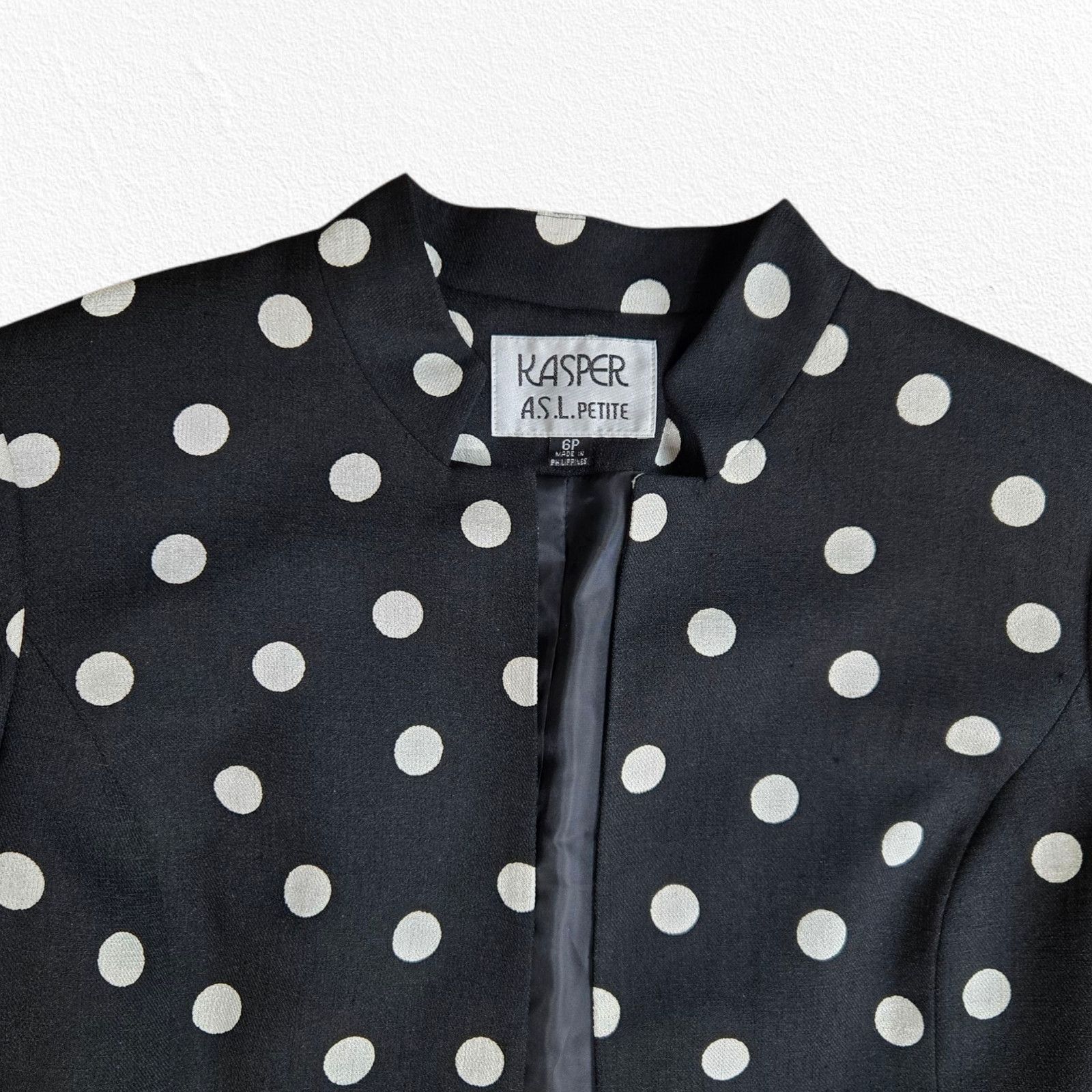 Vintage Vintage Black White Polka Dot Retro Blazer Size 6P Size M / US 6-8 / IT 42-44 - 3 Thumbnail