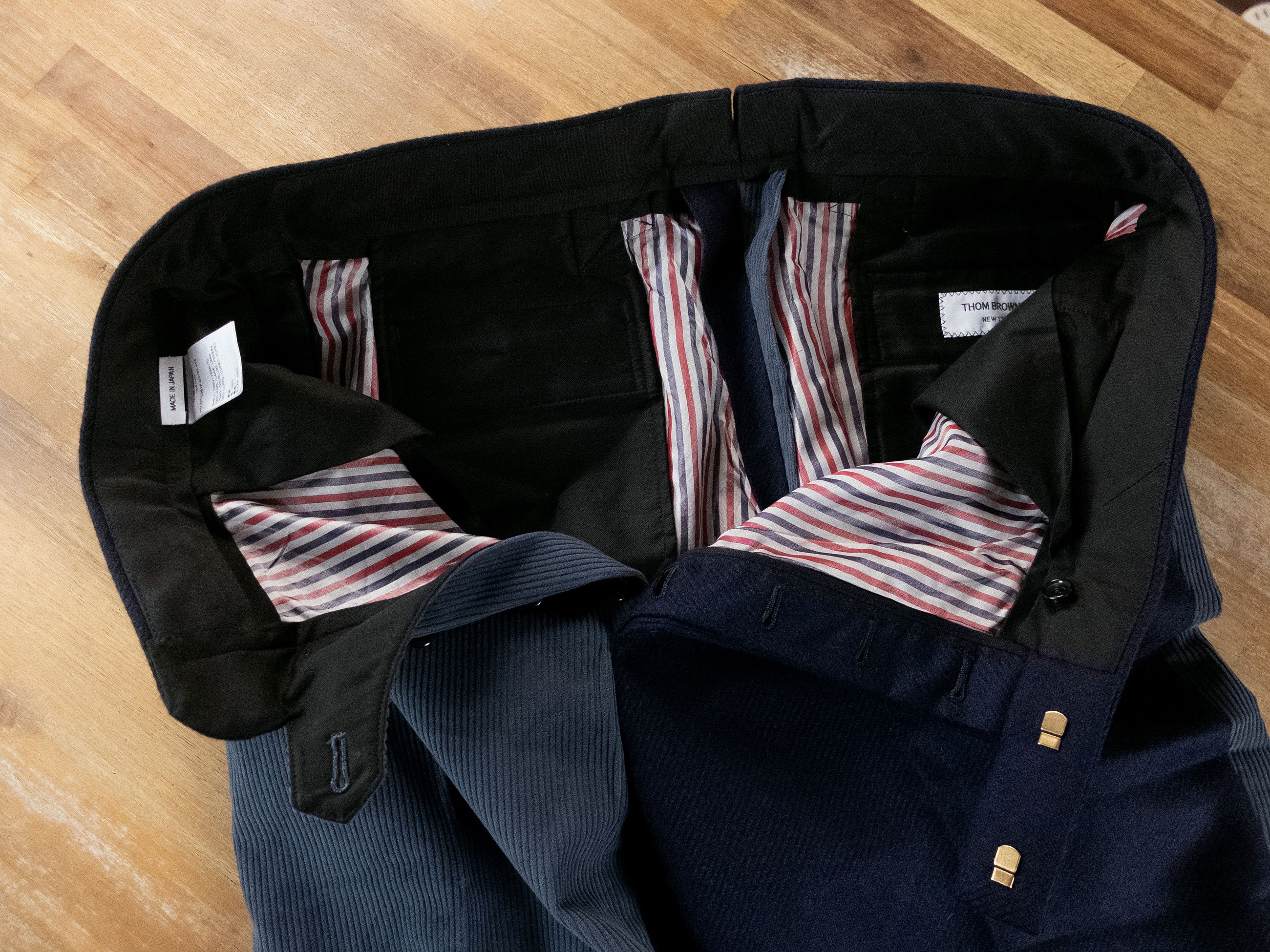 Thom Browne THOM BROWNE Fun-Mix blue wool & corduroy backstrap pants Size US 38 / EU 54 - 7 Thumbnail