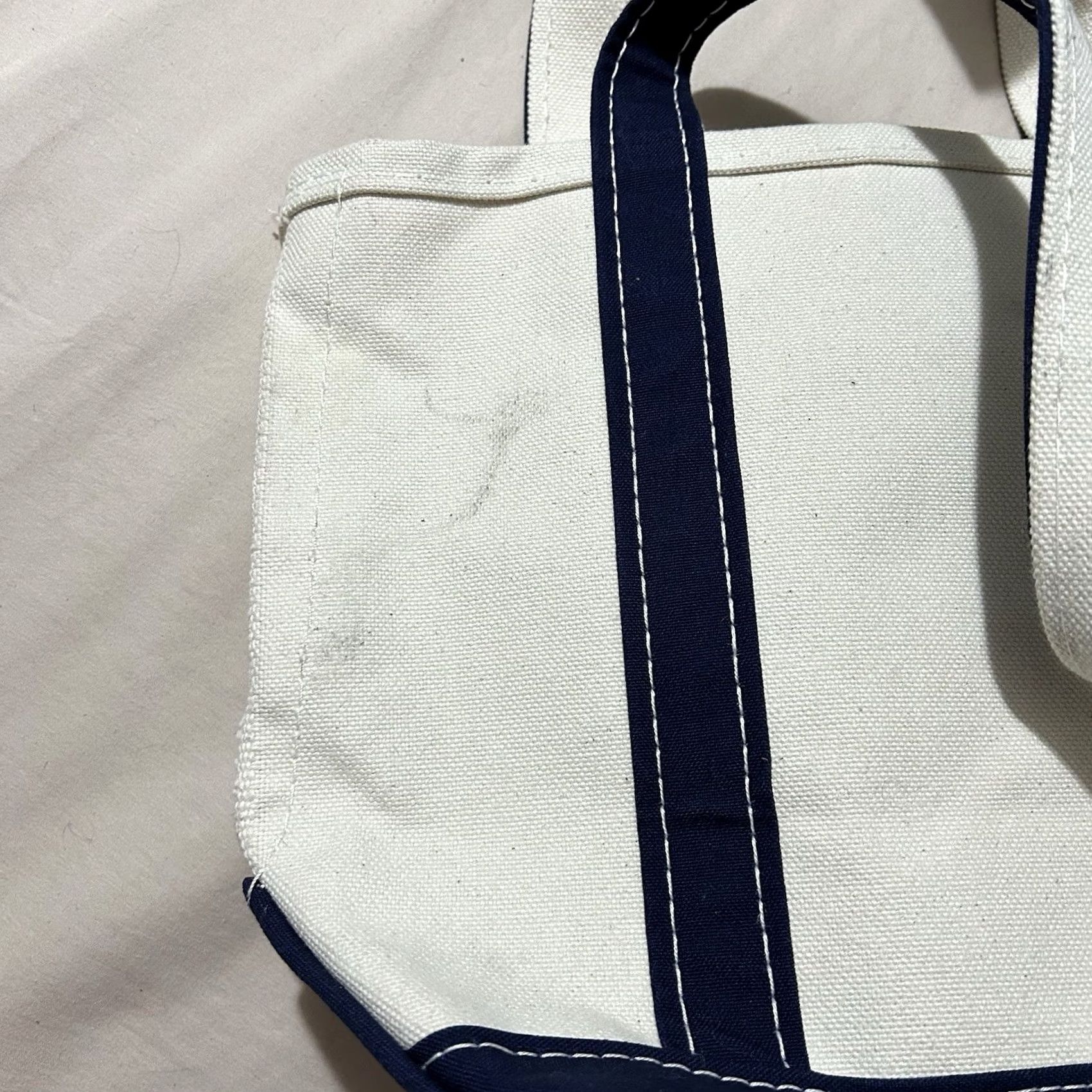 Vintage VINTAGE L.L. Bean Boat And Tote Tote Bag Made In USA Medium Cream And Navy Bag Mens Medium Ivory USA 90s Size ONE SIZE - 4 Thumbnail