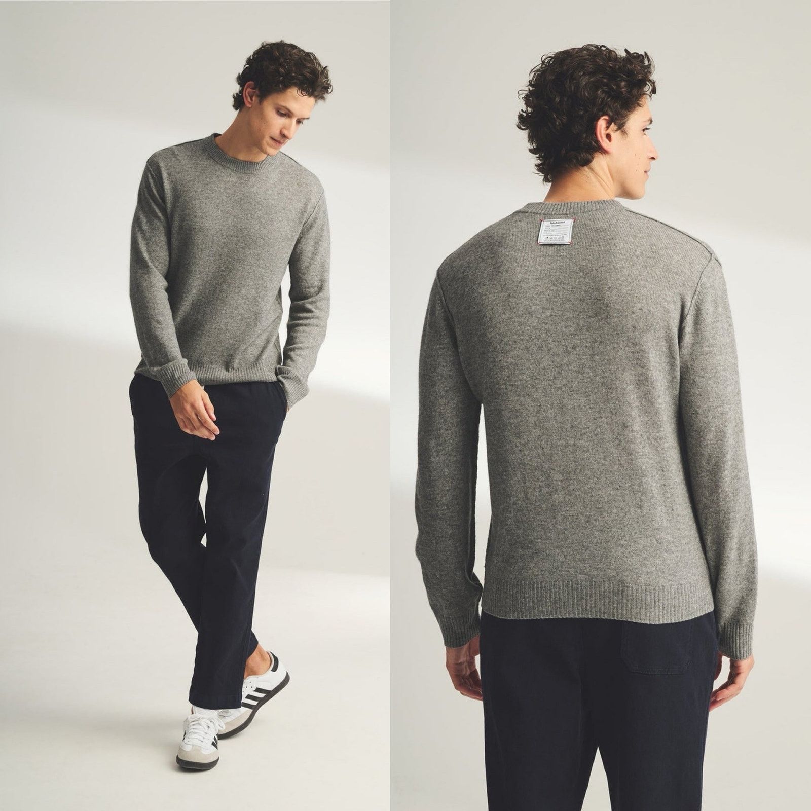 NAADAM Naadam Grey Lightweight Reversible Cashmere Crewneck pullove Size US M / EU 48-50 / 2 - 1 Thumbnail