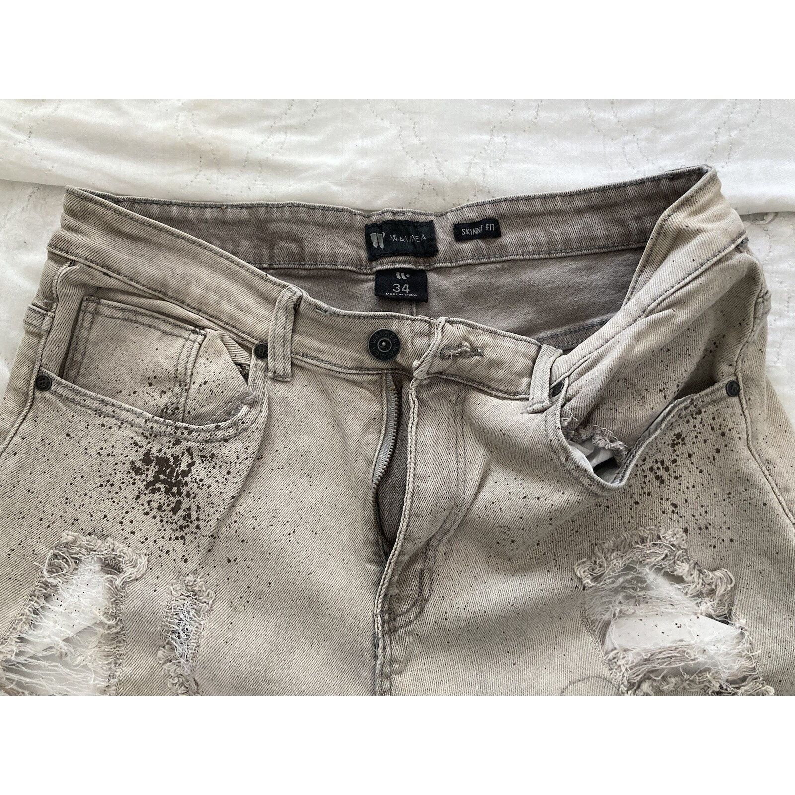 Waimea Waimea Paint Jeans Skinny Fit Pants 34W x 32L Men's Gray Size US 34 / EU 50 - 2 Thumbnail
