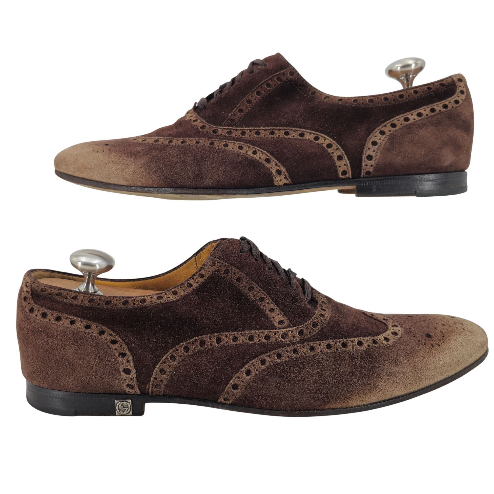 Gucci Gucci Italy Men size 7.5E Brown Suede Wingtip Derby Oxfords Size US 7.5 / EU 40-41 - 4 Thumbnail