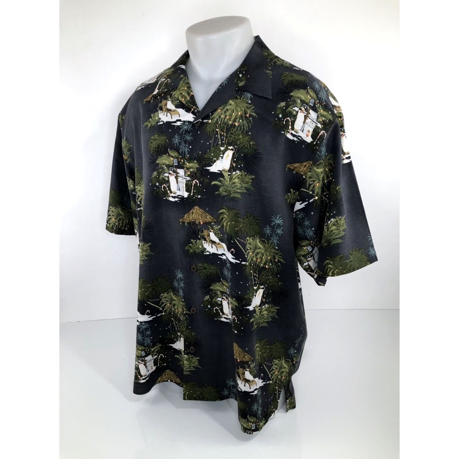 Tommy Bahama TOMMY BAHAMA Holiday Penguin Party Festive Christmas Shirt L Dark Gray Silk Button-Up Mens Large XS? Size US L / EU 52-54 / 3 - 4 Thumbnail