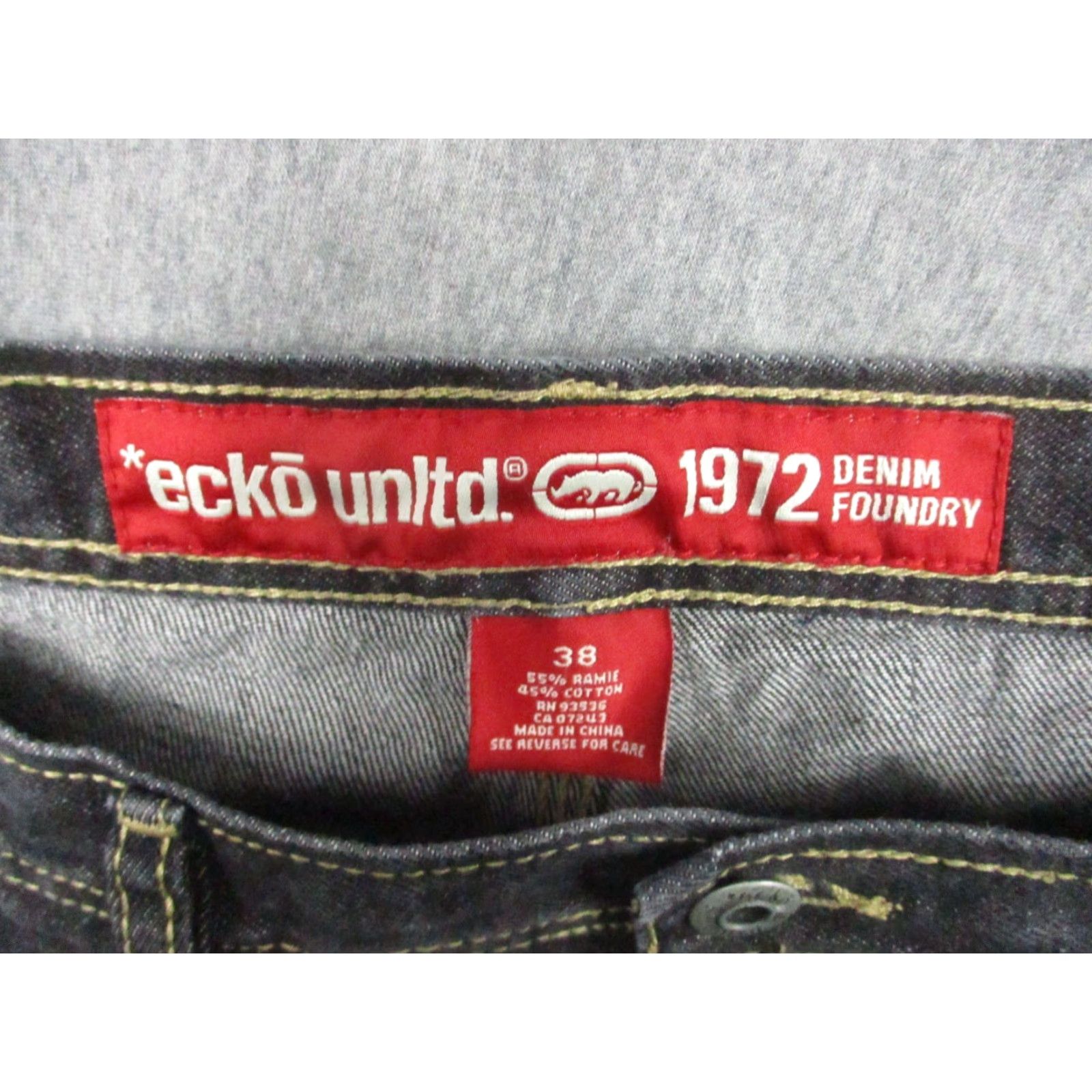 Ecko Unltd. ECKO UNLTD Jeans 38 Baggy Hip Hop Street Dark Black Y2K Wide-Leg Mens Jeans 5-Pocket Denim Cotton Baggy Fit Retro Size US 38 / EU 54 - 4 Thumbnail
