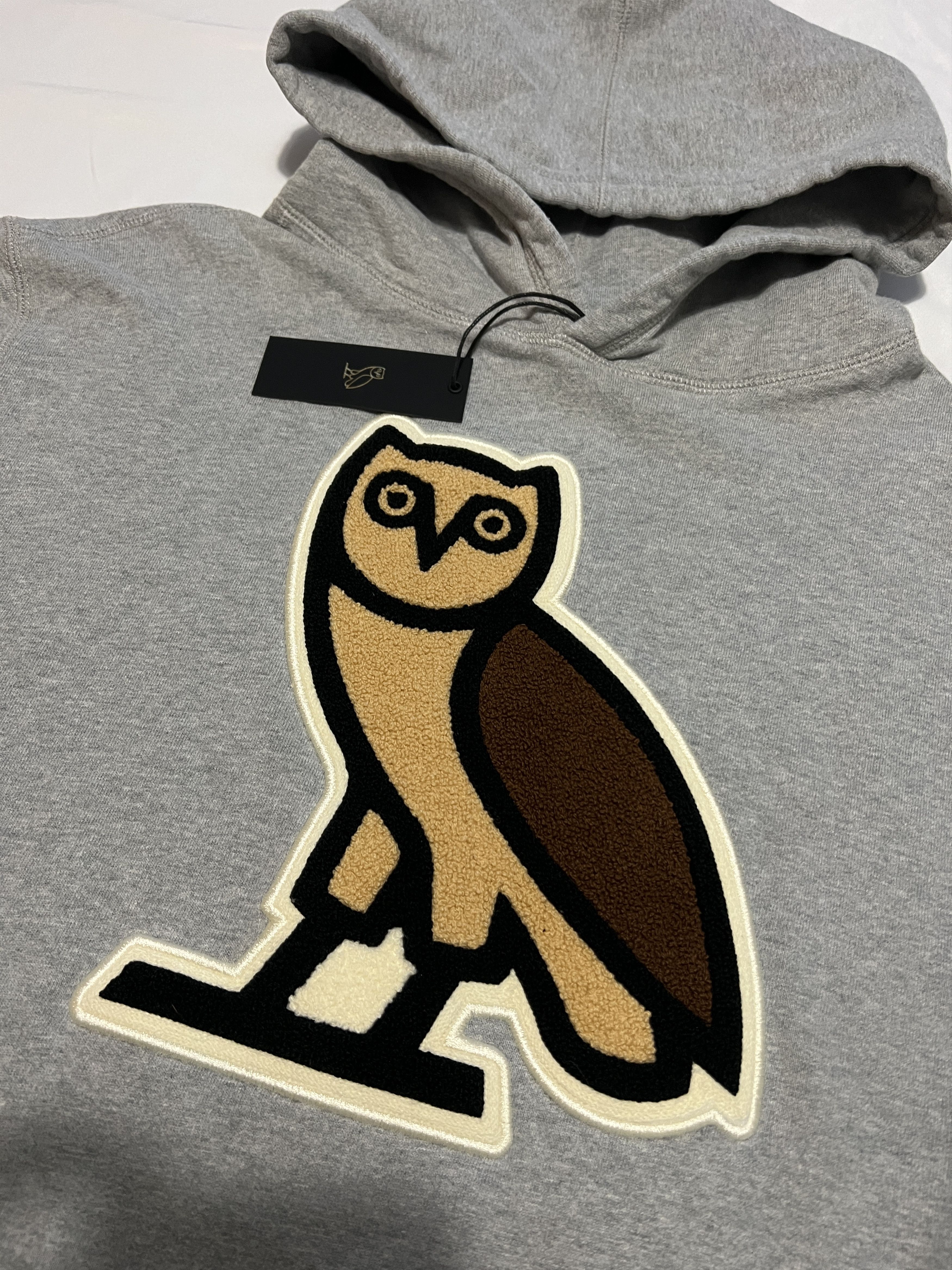 Drake OVO Chenille Bubble OG Owl Hoodie Heather Grey Size US L / EU 52-54 / 3 - 4 Thumbnail