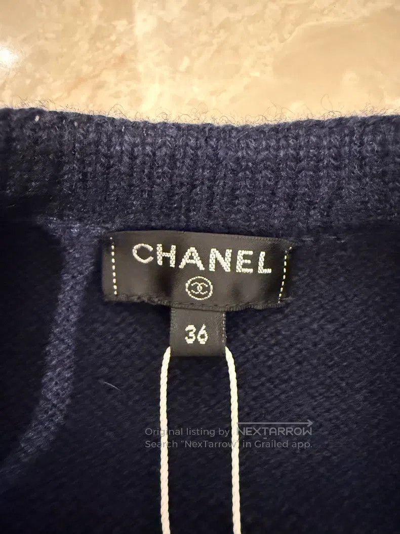 Chanel Chanel 21p dark blue lace double C round-neck knitted swea Size XS / US 0-2 / IT 36-38 - 3 Thumbnail