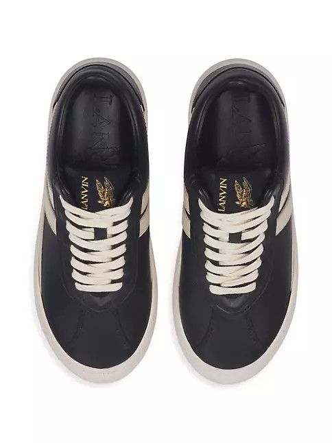 Future × Lanvin o1w1db11124 Leather Cash Low-Top Sneakers in Black/Ivory Size US 10 / EU 43 - 3 Thumbnail
