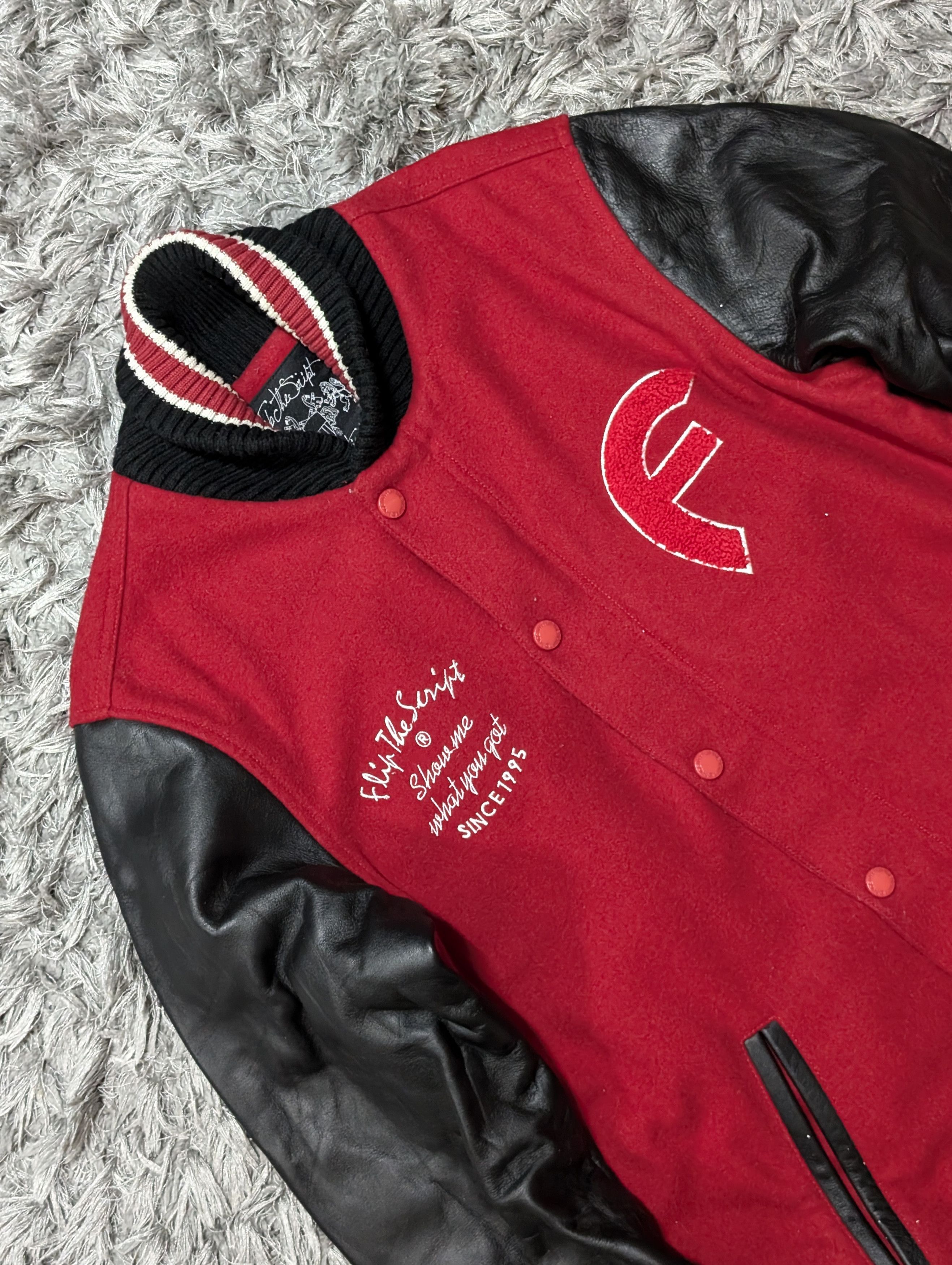 Other Vintage Flip The Script Leather Varsity Jacket Two Tone Coat Size US L / EU 52-54 / 3 - 4 Thumbnail