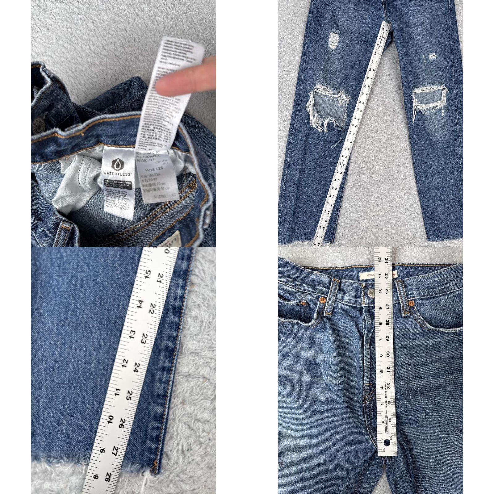 Levi's Levi's Jeans Womens 28x28 Blue Wedgie Straight Distressed High Rise Button Fly Jeans Women Regular 28x28 Blue Distressed Straight Fit Mens Womens? Size 28" / US 6 / IT 42 - 8 Thumbnail