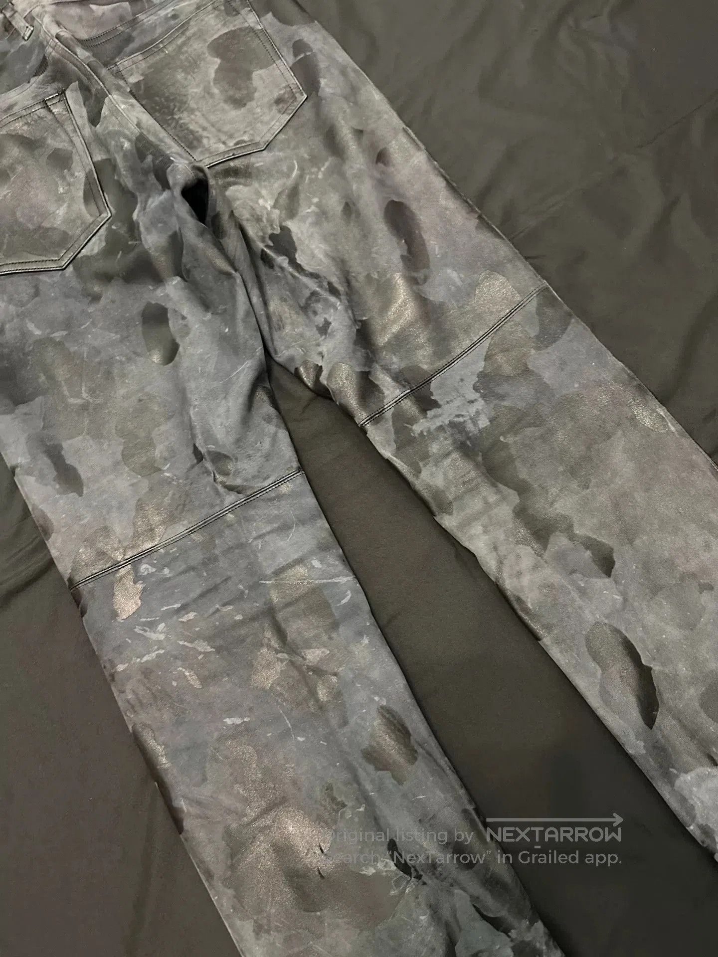 Vintage vintage 90s black camouflage leather pants. Size US 30 / EU 46 - 7 Thumbnail