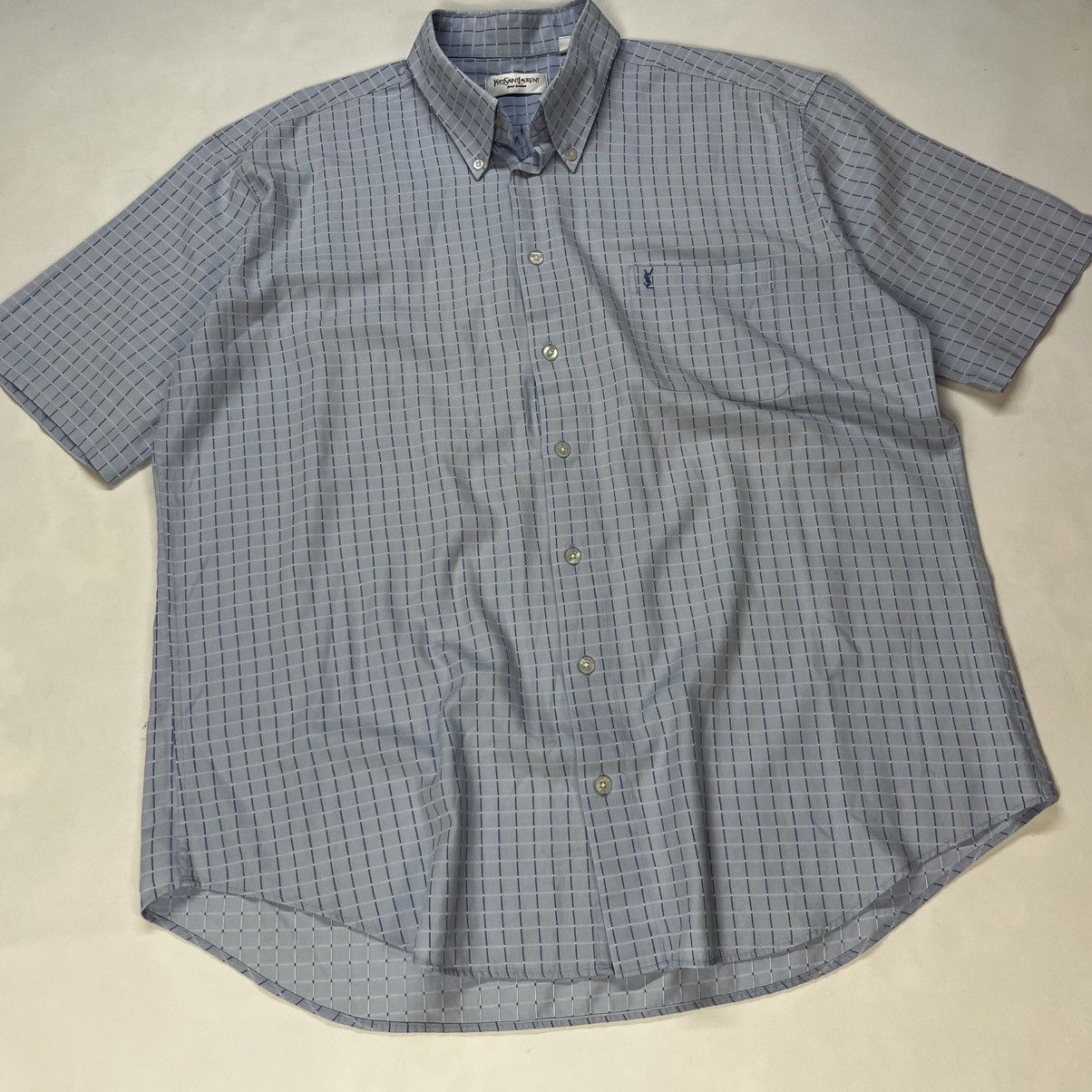 Vintage × Yves Saint Laurent Yves Saint Laurent Homme Summer Check Short Sleeve Shirt Size US XL / EU 56 / 4 - 3 Thumbnail