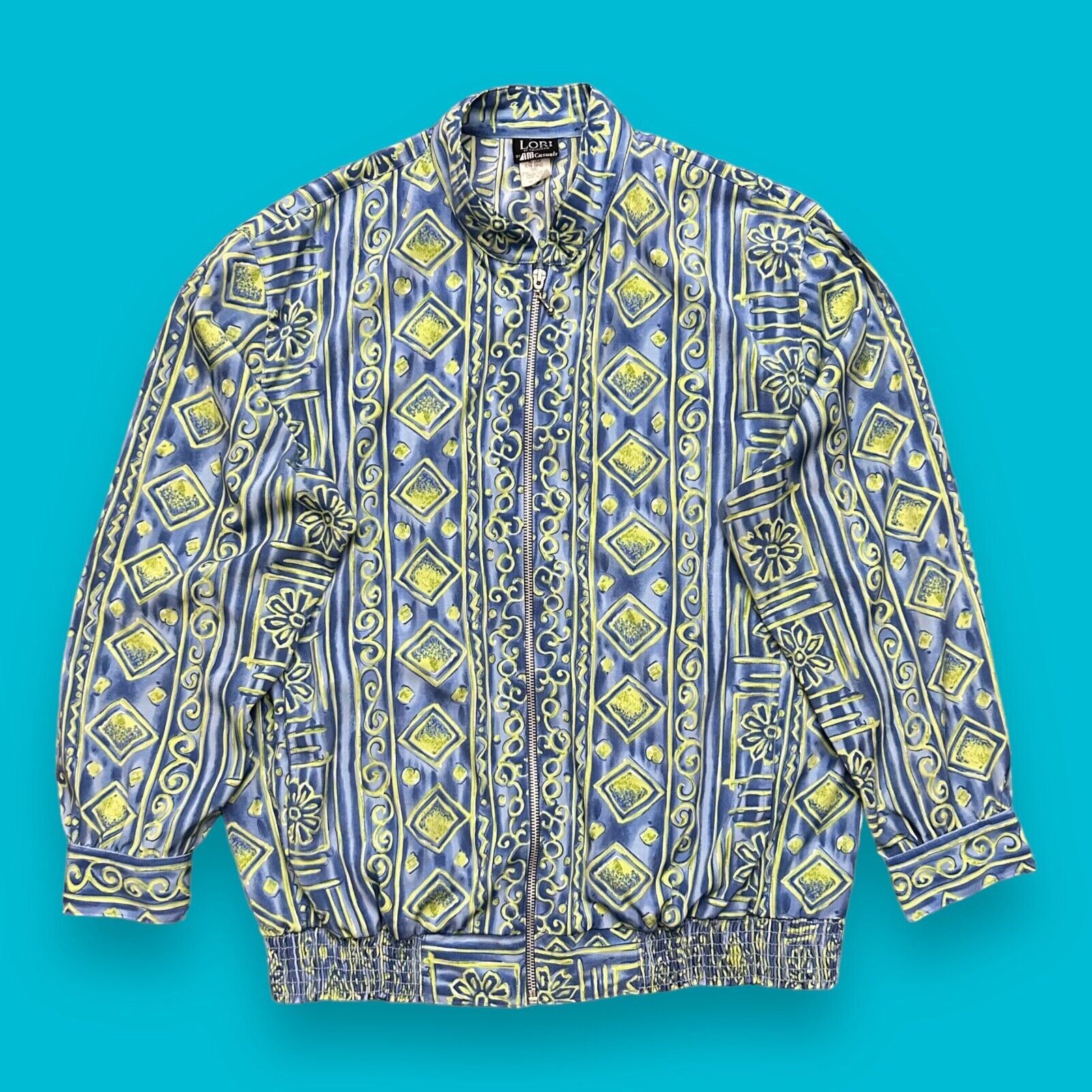Vintage Vintage 80s Jacket Abstract Geometric Full Zip Womens Large Size L / US 10 / IT 46 - 1 Thumbnail
