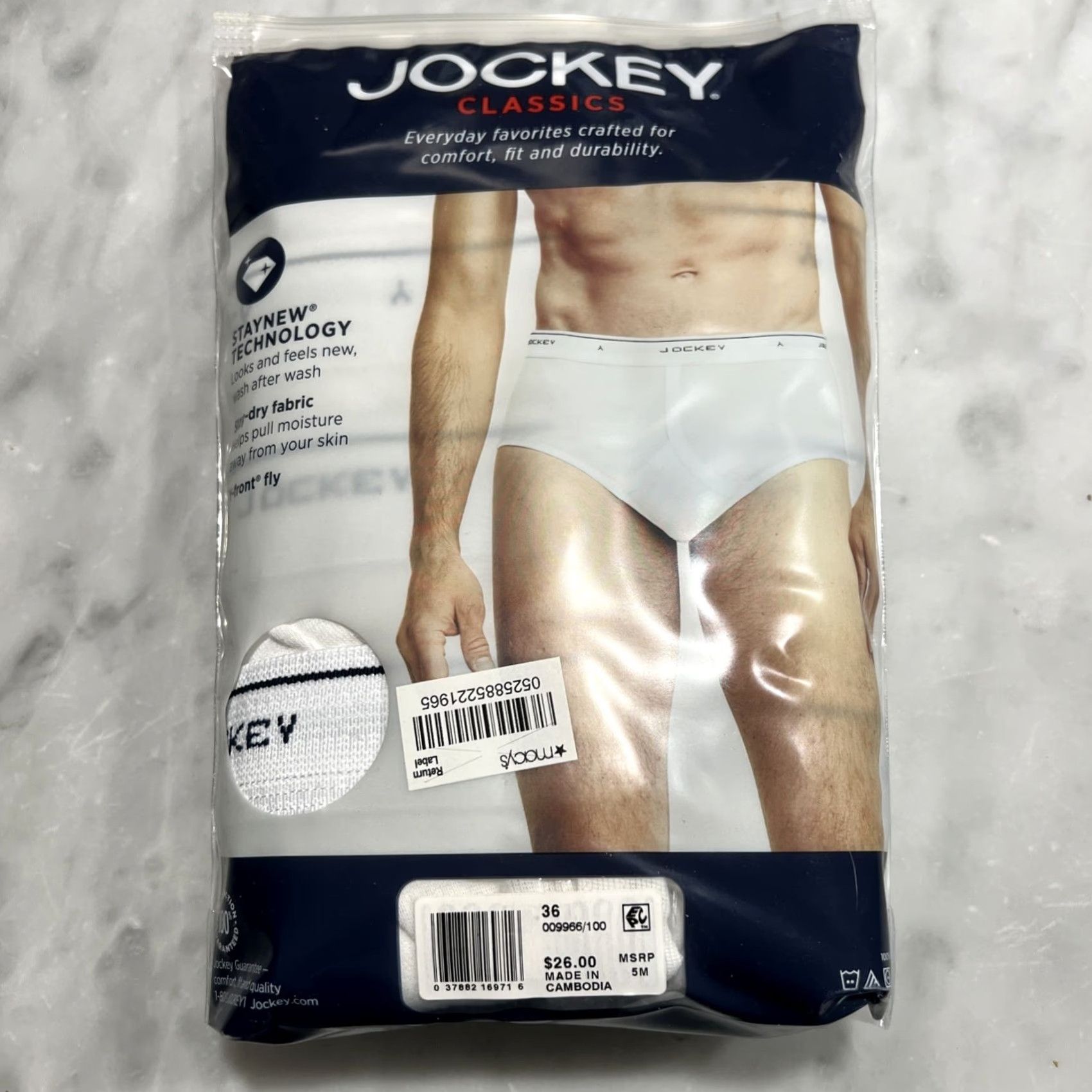 Jockey Jockey Classics Low Rise Briefs Men 36 4 Pack 100% Cotton Staynew Y Front White Solid Vintage: No? Size US 36 / EU 52 - 3 Thumbnail