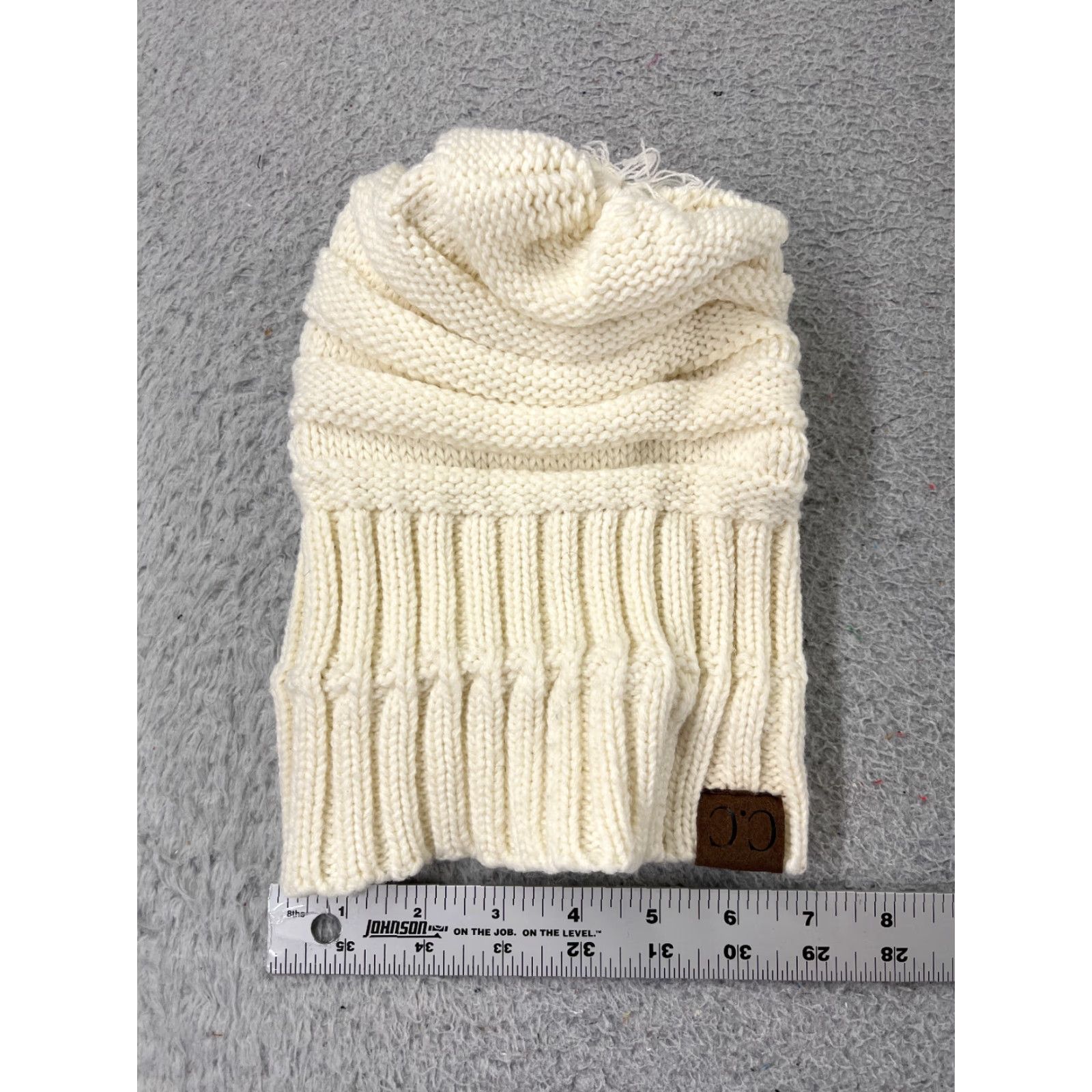 Vintage C.C Exclusive Beanie Toque One Size Ivory White Knit 100% Acrylic Ski Womens Size ONE SIZE - 4 Thumbnail