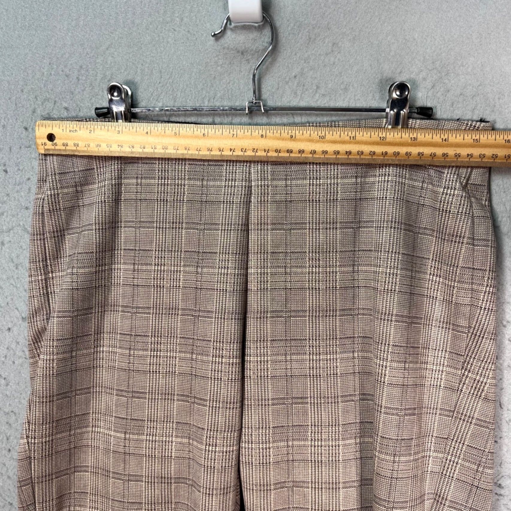 Zara Zara Womens Size Large Tan Plaid High Waisted Tapered Trousers Stretch Pants Dress Pants Size 36" / US 14 / IT 50 - 4 Thumbnail