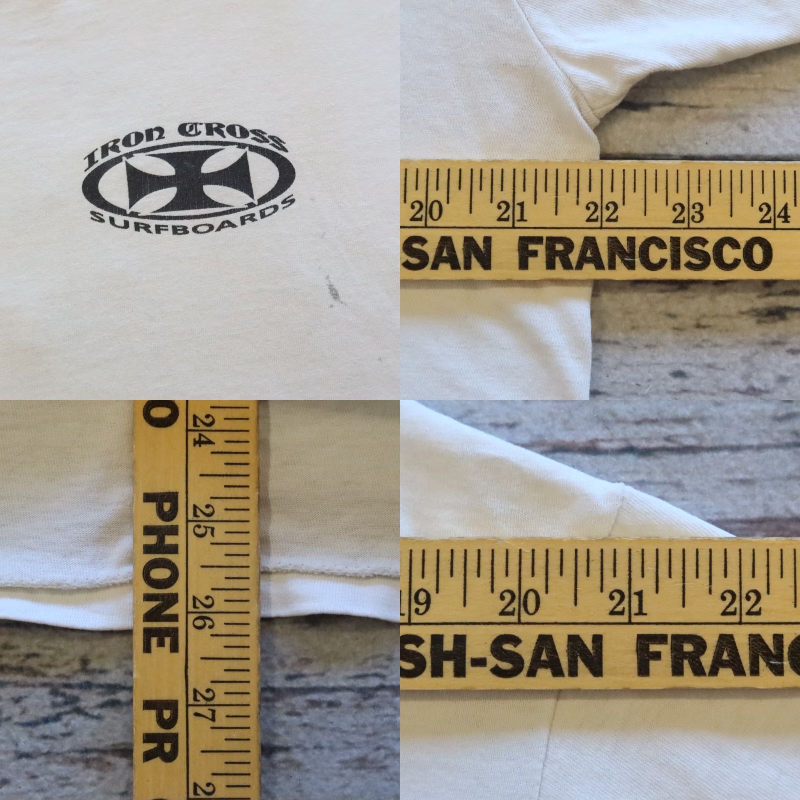Vintage Vintage Iron Cross Surfboards Tshirt L White Mens Short Sleeve Size L Size US L / EU 52-54 / 3 - 8 Thumbnail