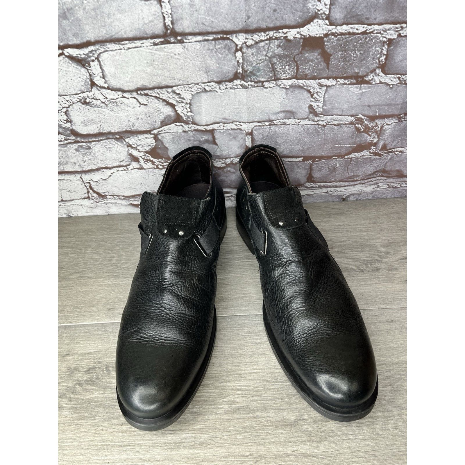 Bacco Bucci Bacco Bucci Llorente Black Genuine Leather Calfskin Side Str Size US 12 / EU 45 - 17 Thumbnail