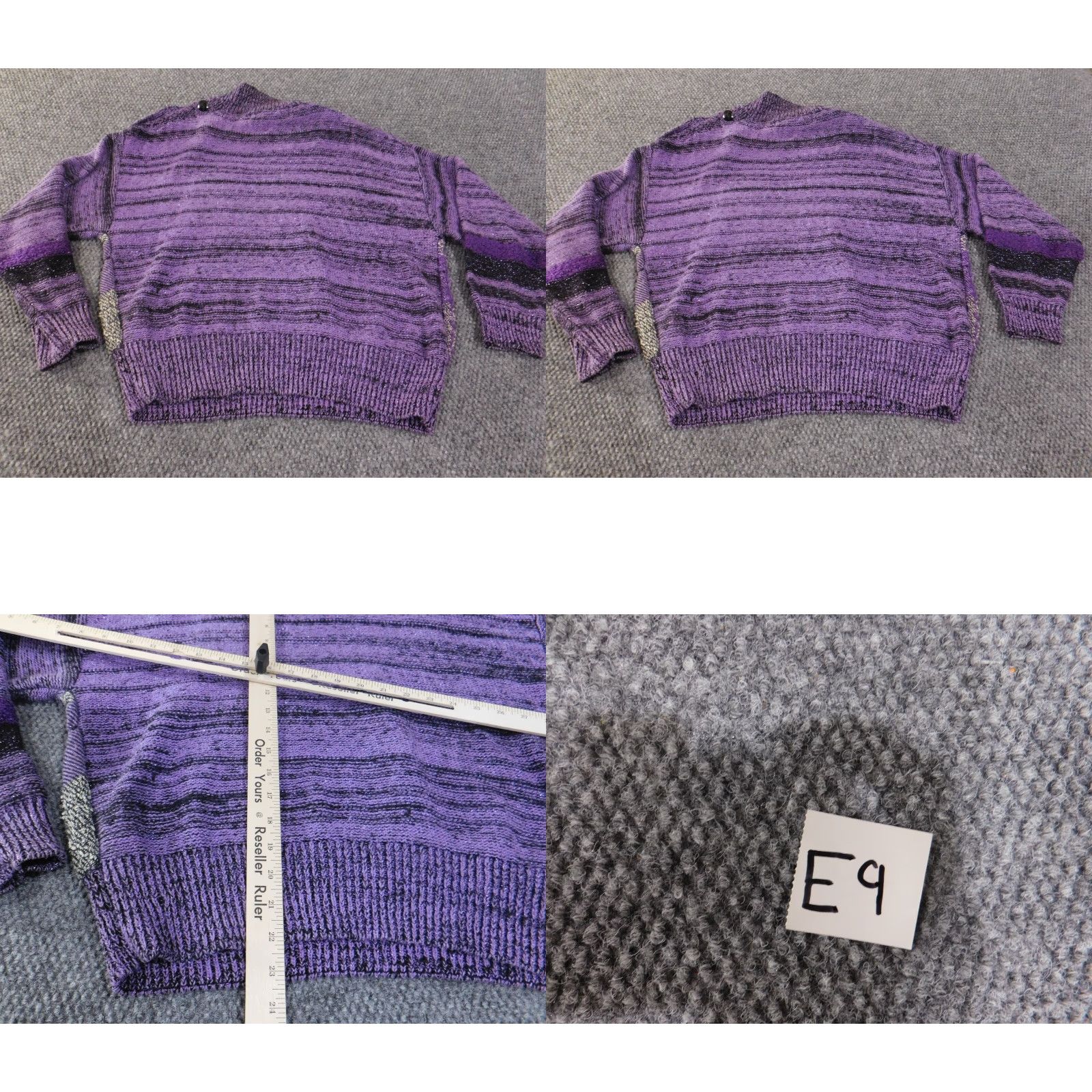 Vintage Tony Lambert Sweater Women's L Purple Knit Turtleneck Long Sleeve Ramie Acrylic Stretch Ruffle Vintage? No Size L / US 10 / IT 46 - 8 Thumbnail