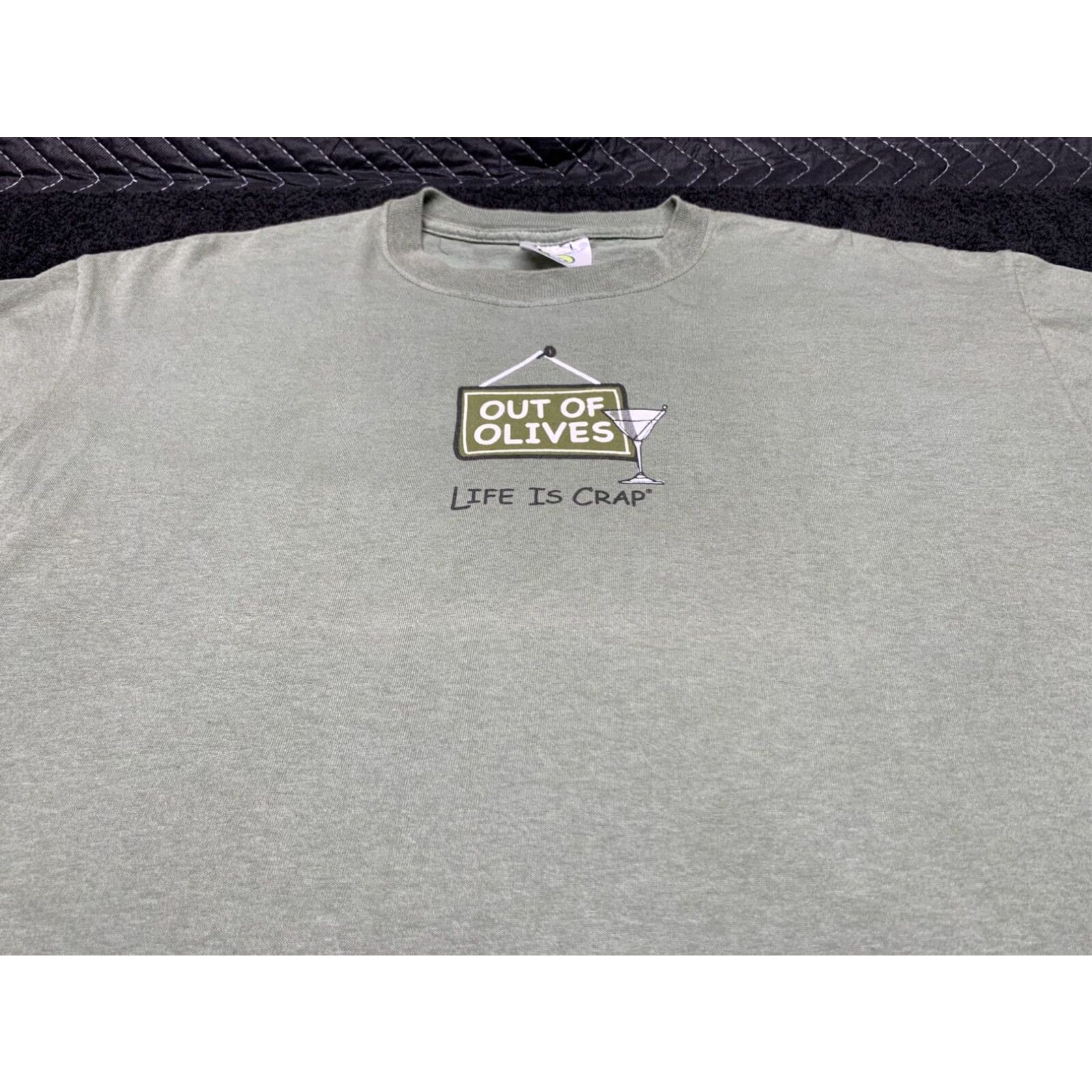 Olive Life is Crap T-Shirt Mens Large Olive Green Crew Neck Size US L / EU 52-54 / 3 - 2 Thumbnail