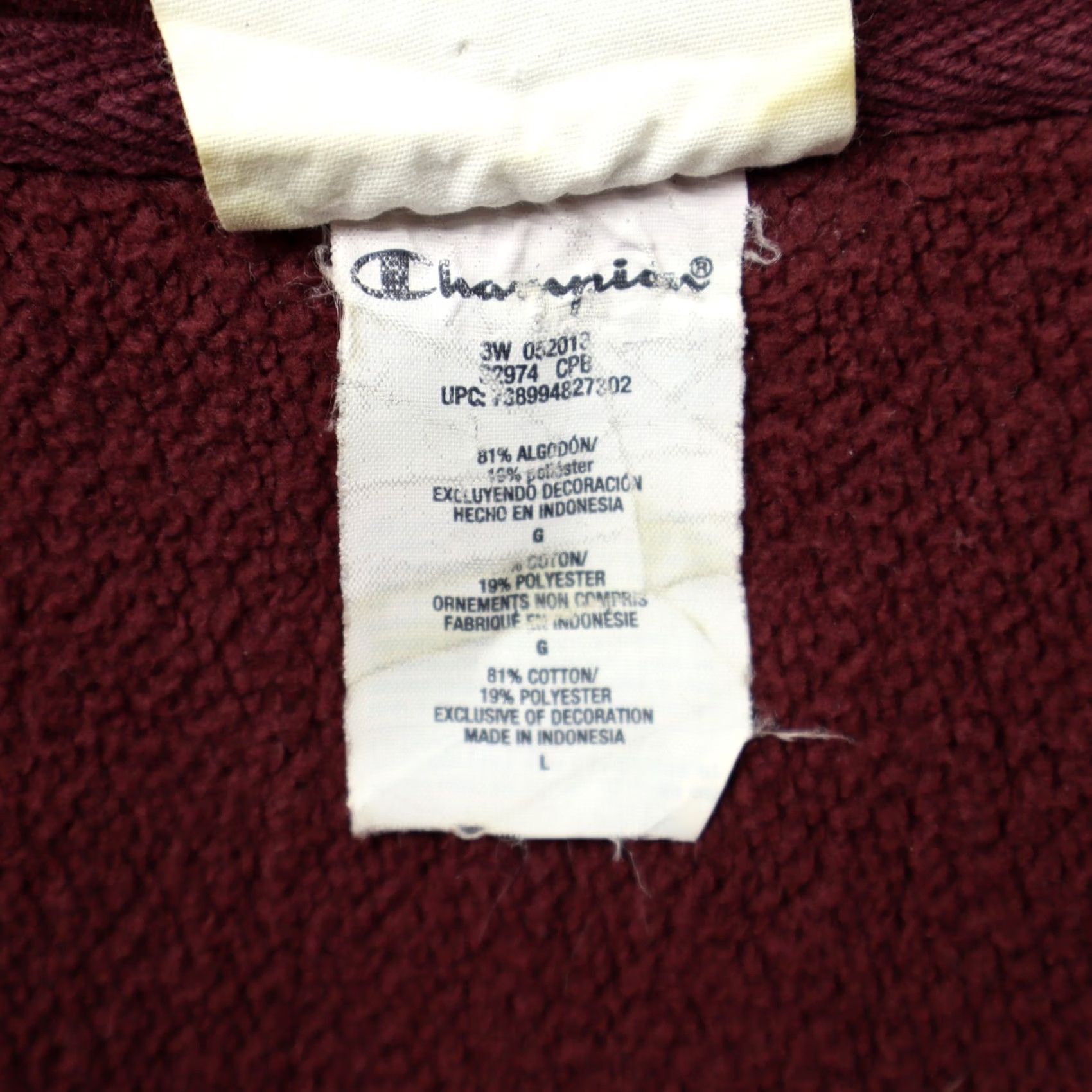 Champion Vintage Champion SweatShirt Crewneck Burgundy Size L Mens Pullover Reverse Weave Logo Graphic Print Red 90s Size US L / EU 52-54 / 3 - 5 Thumbnail