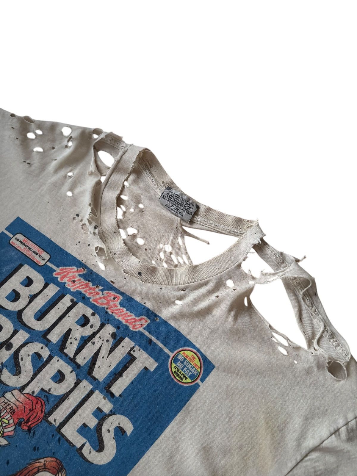 Vintage THRASHED Vintage 90s Burnt Crispy’s Distressed Tee Shirt Size US XL / EU 56 / 4 - 9 Thumbnail