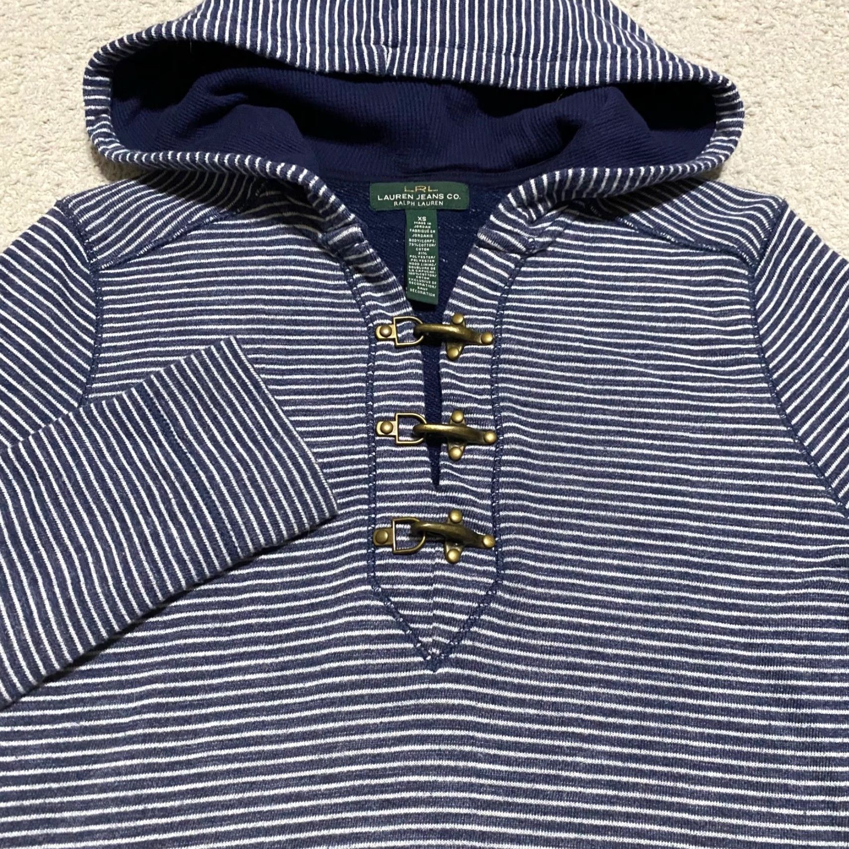 Ralph Lauren Ralph Lauren Womens XS Hoodie Hooded Blue Striped Pockets Pullover Size XS / US 0-2 / IT 36-38 - 5 Thumbnail