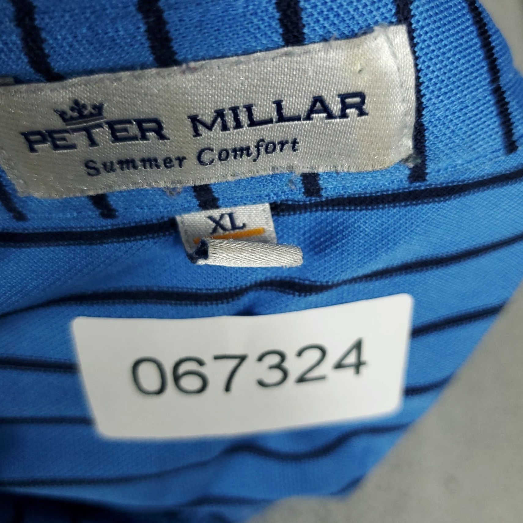 Peter Millar Peter Millar Polo Shirt Mens XL Blue Striped Short Sleeve Polo Button Front Logo Classic Preppy Golf Casual Shirt Size US XL / EU 56 / 4 - 7 Thumbnail