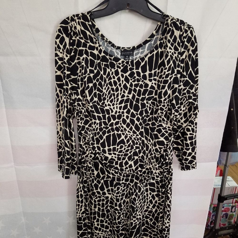 Other Enfocus Studio 16 Black Animal Print 3/4 Sleeve Size XXL / US 16-18 / IT 52-54 - 1 Thumbnail