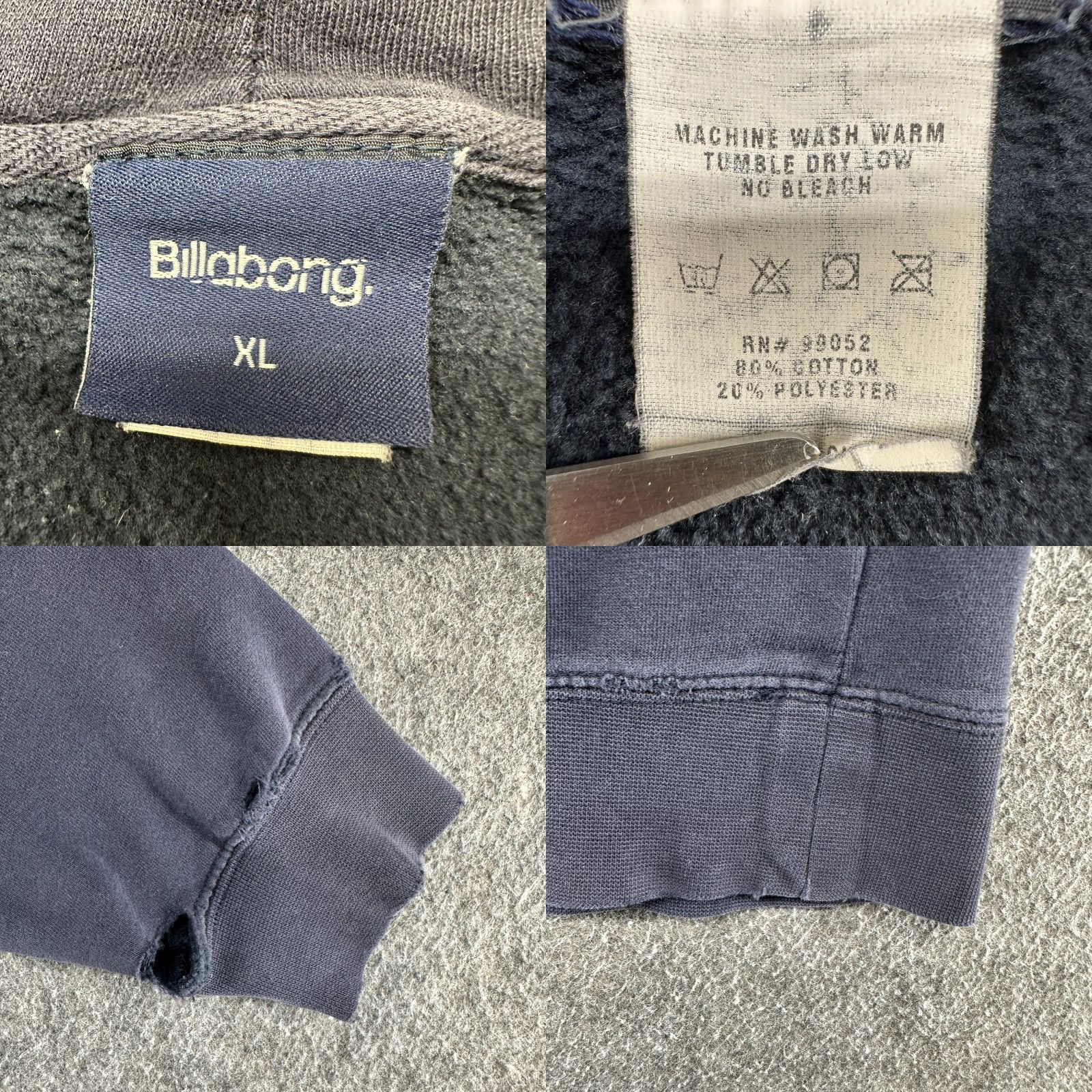 Billabong VINTAGE Billabong Hoodie Men XL Blue Full Zip Wave Surf Distressed Sun Faded 90s Mens Size US XL / EU 56 / 4 - 9 Thumbnail