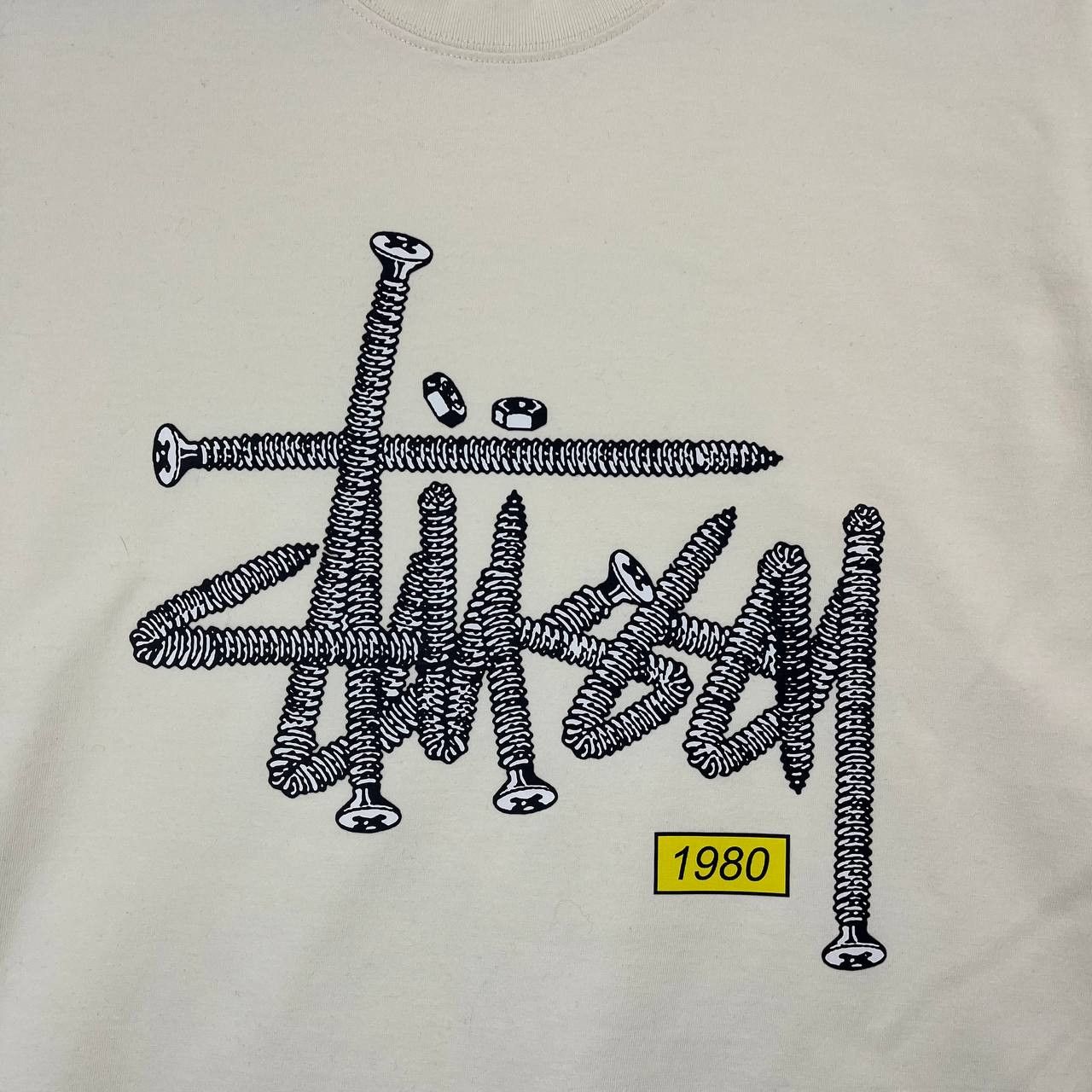 Stussy Stussy 1980 Screws Logo T Shirt Cream Graphic Mens Size M Size US M / EU 48-50 / 2 - 4 Thumbnail