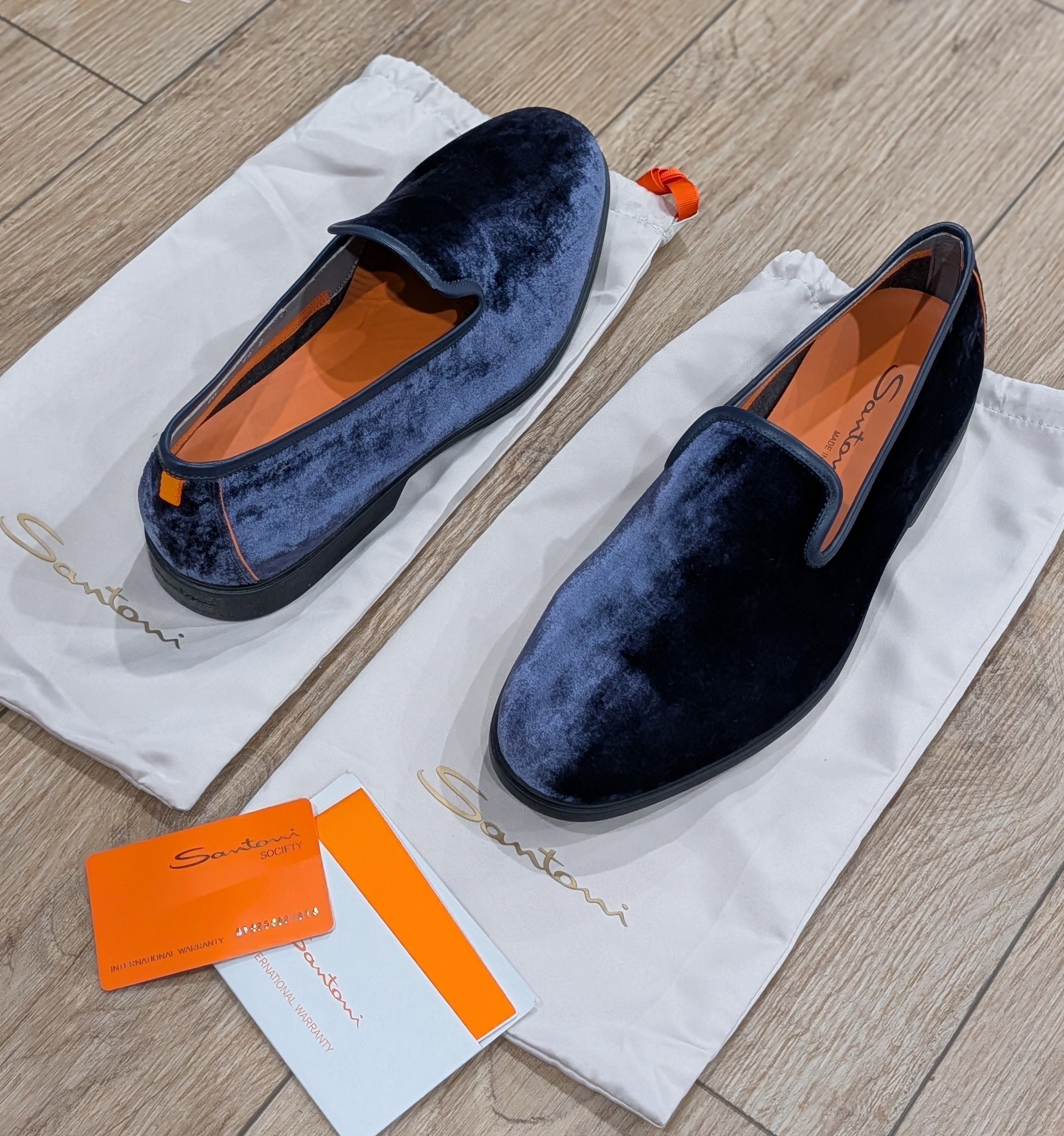 Santoni SANTONI Velvet Evening Shoes Smoking Slippers Blue US 9 Size US 9 / EU 42 - 1 Thumbnail