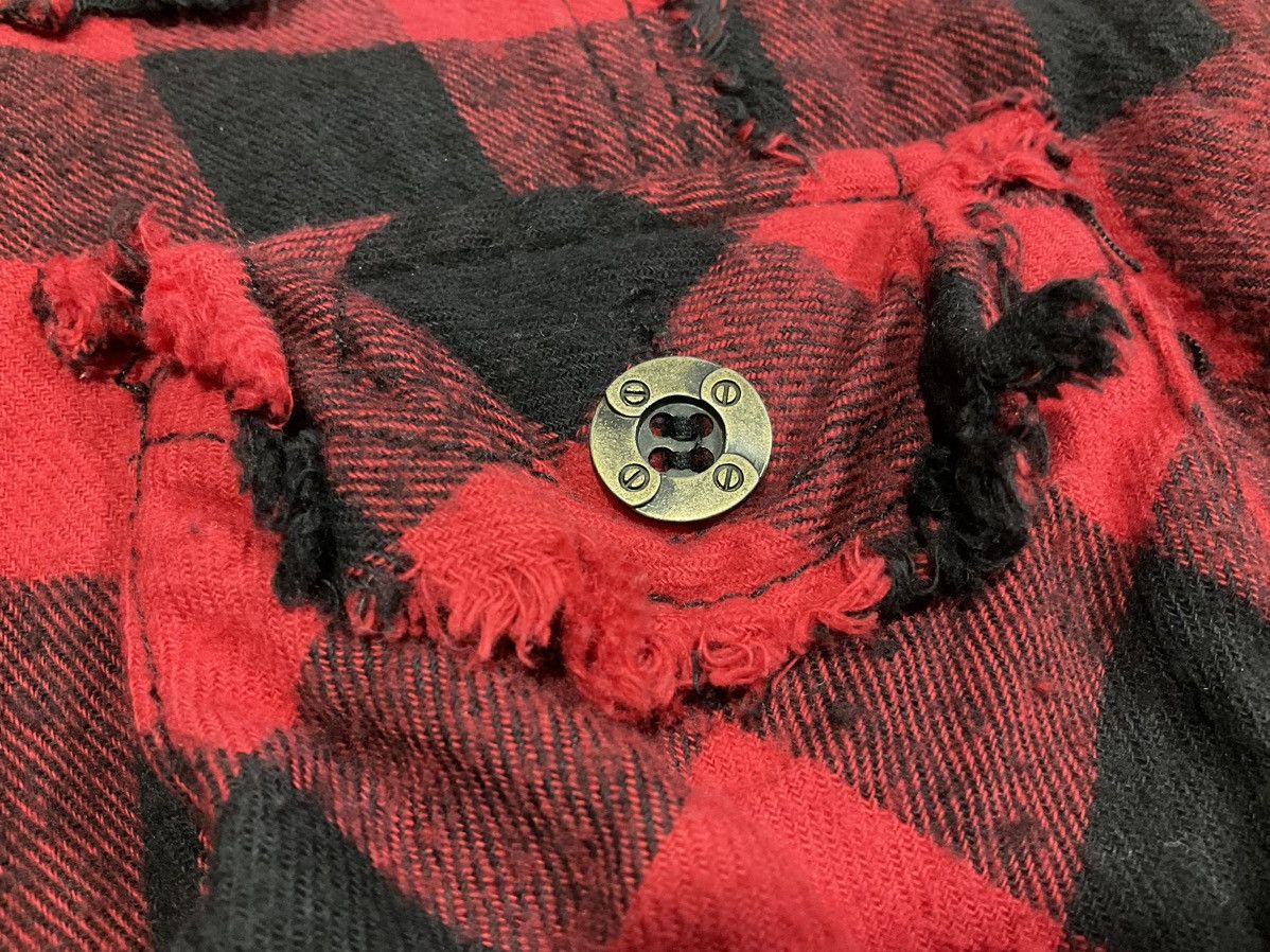 🔥Sick Y2K Edge Line Fringed Frayed Flannel Shirt