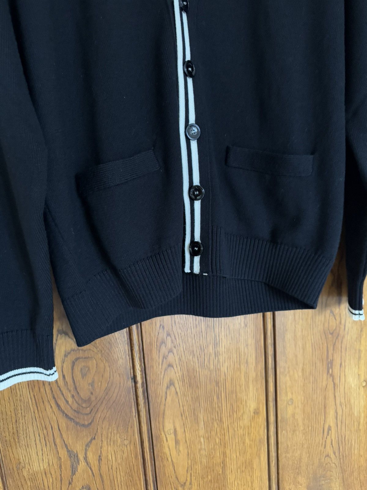 Rare Celine Triomphe logo cardigan black white M Hedi
